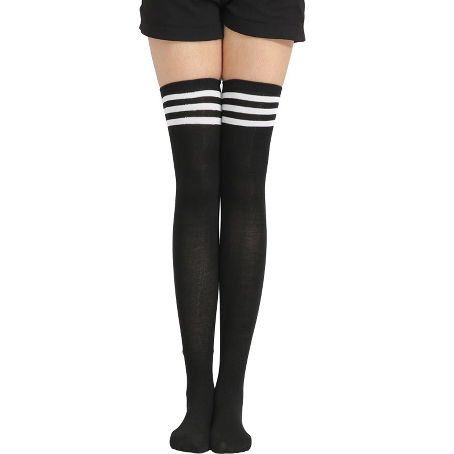 Three Bar Thigh High Socks - Quaworth
