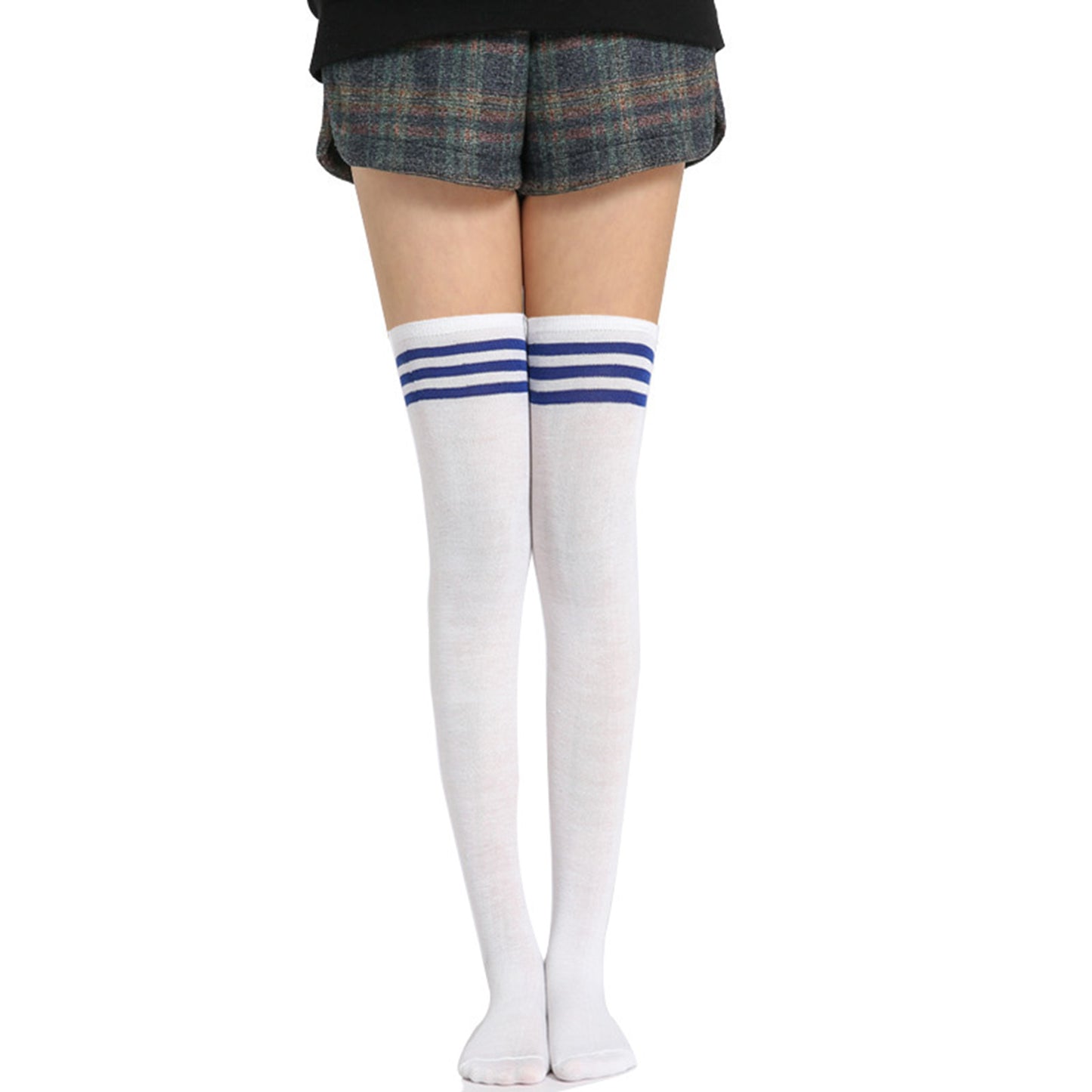Three Bar Thigh High Socks - Quaworth