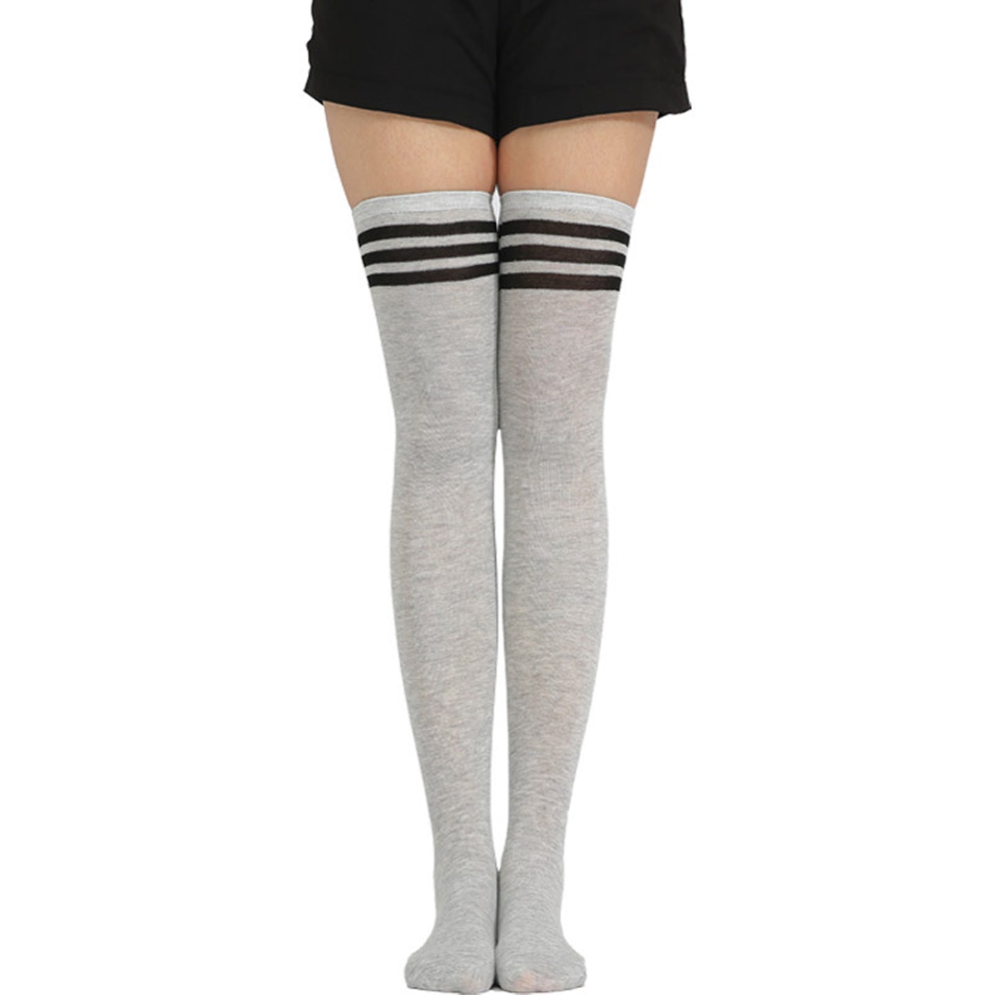 Three Bar Thigh High Socks - Quaworth