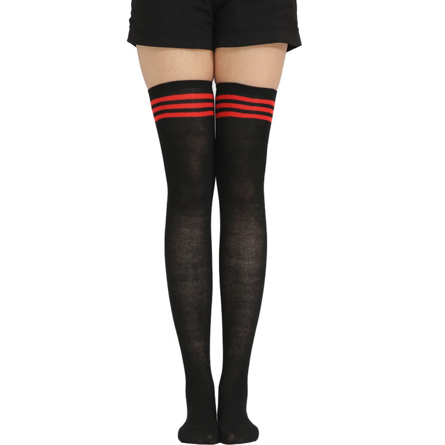Three Bar Thigh High Socks - Quaworth