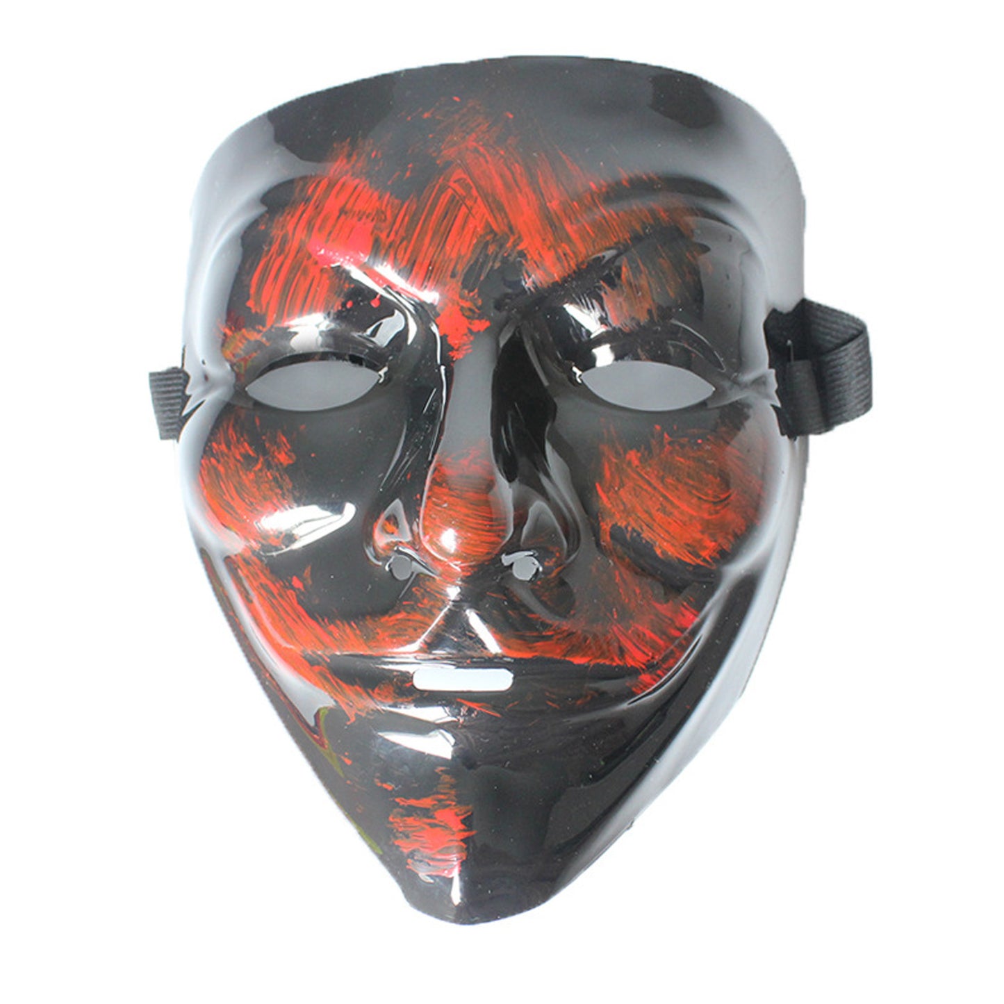LED Glowing Four Mode Black Plastic Red Paint Vendetta Halloween Mask - Quaworth