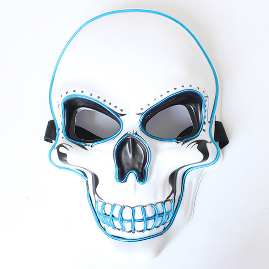 LED Glowing Four Mode White Plastic Skull Halloween Mask - Quaworth