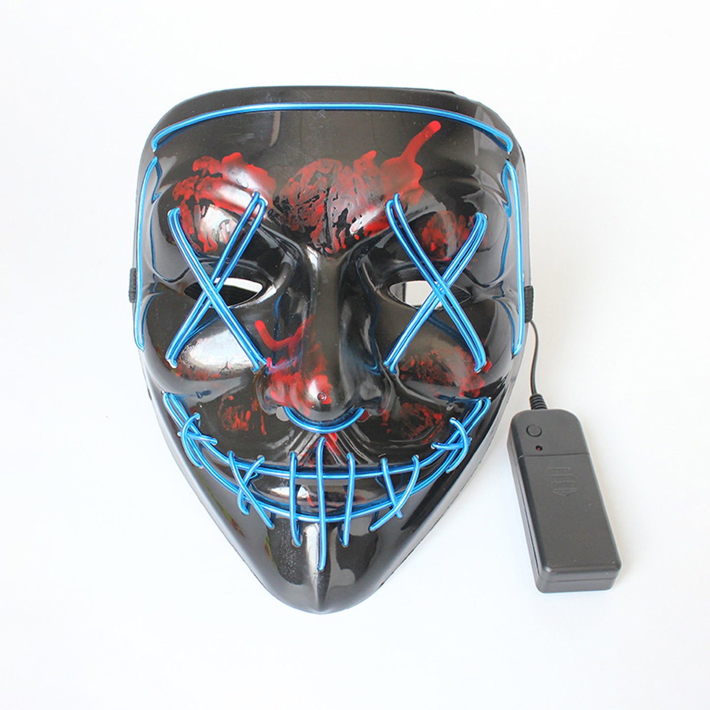 LED Glowing Four Mode Black Plastic Red Paint Vendetta Halloween Mask - Quaworth