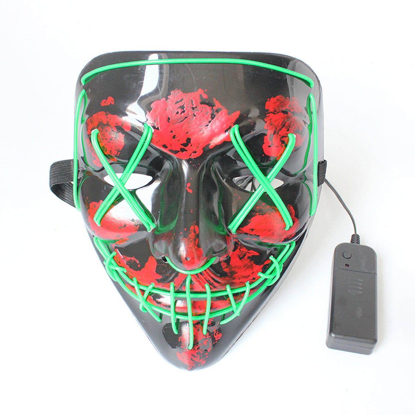 LED Glowing Four Mode Black Plastic Red Paint Vendetta Halloween Mask - Quaworth
