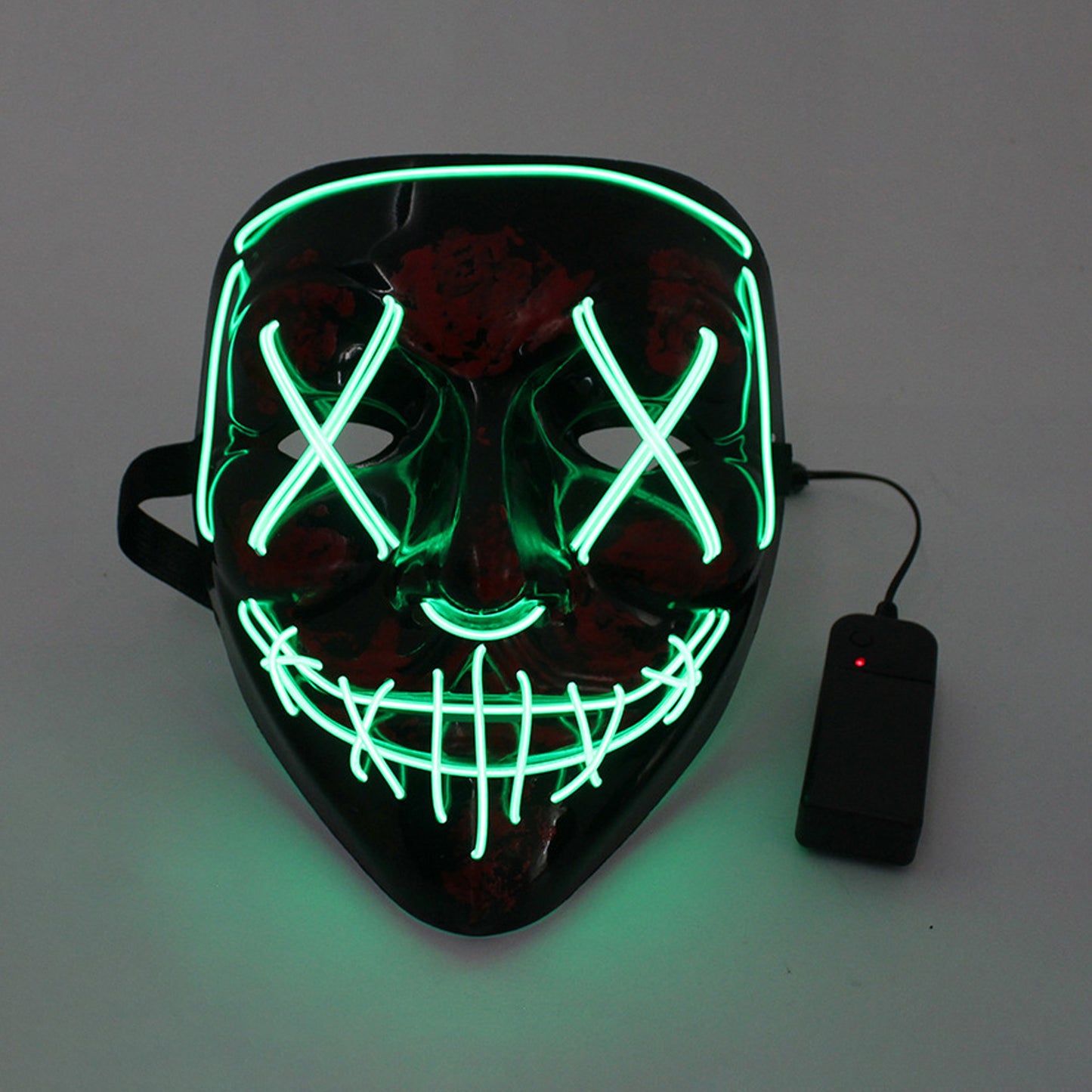 LED Glowing Four Mode Black Plastic Red Paint Vendetta Halloween Mask - Quaworth
