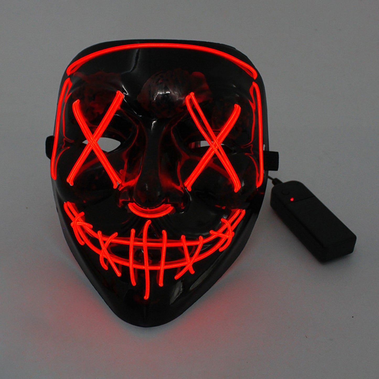 LED Glowing Four Mode Black Plastic Red Paint Vendetta Halloween Mask - Quaworth