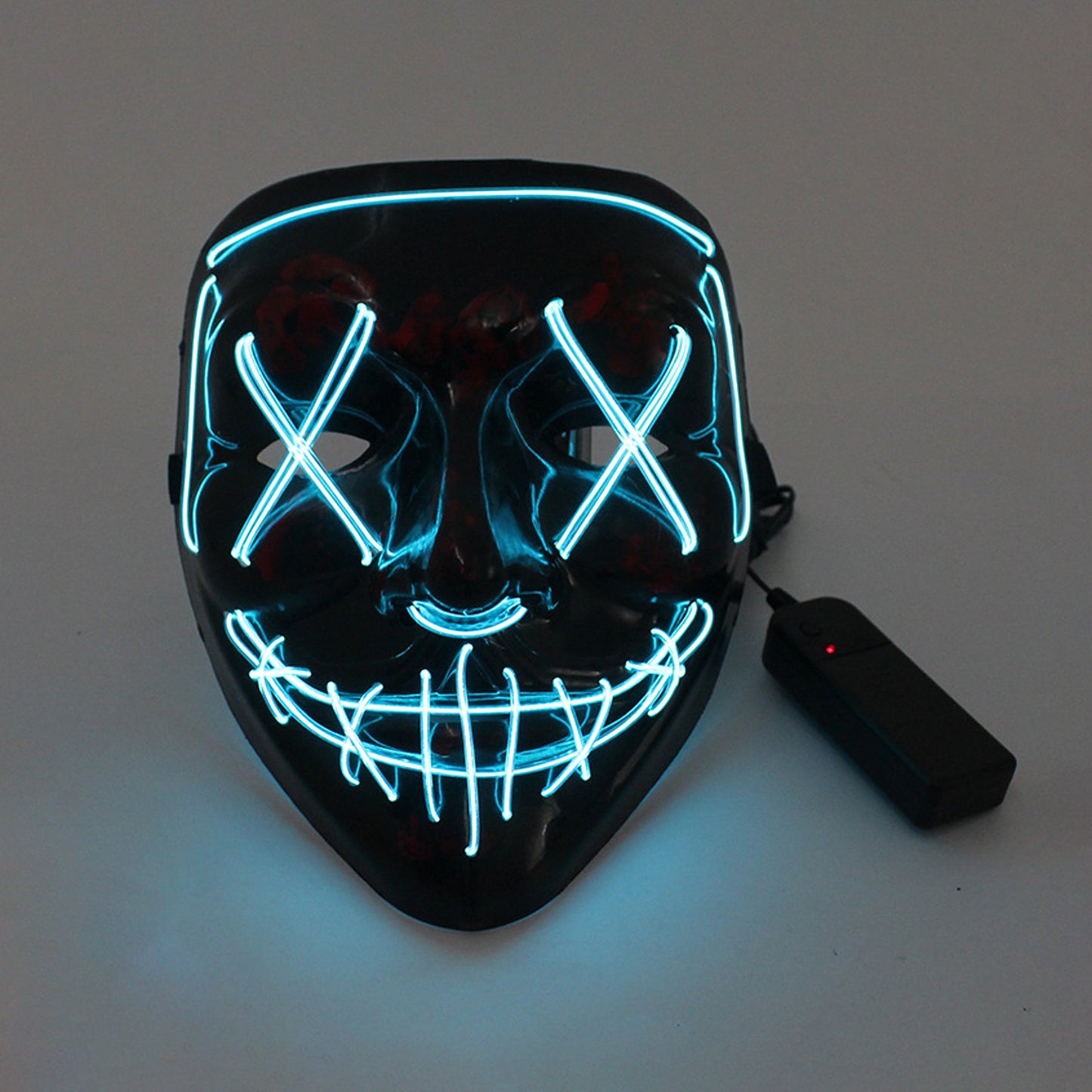 LED Glowing Four Mode Black Plastic Red Paint Vendetta Halloween Mask - Quaworth