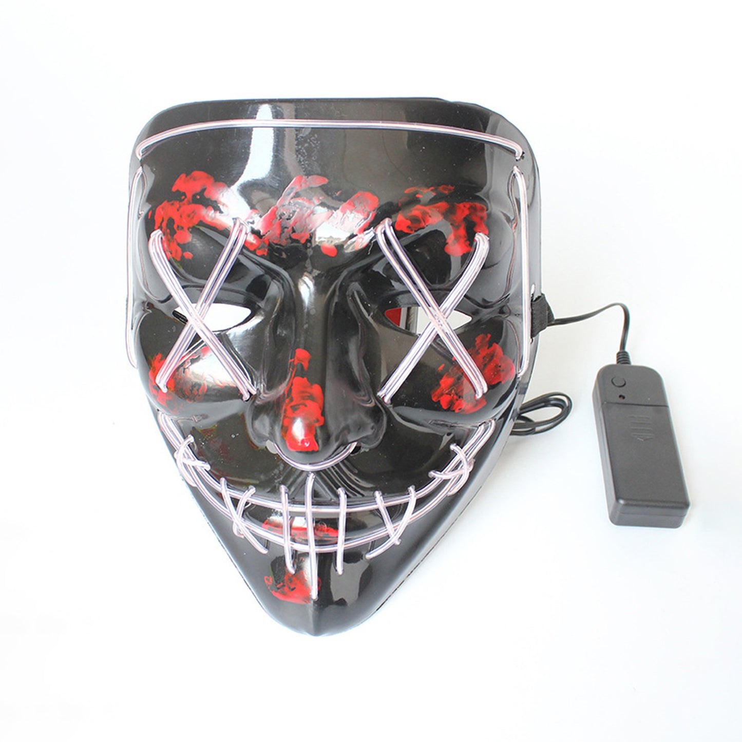 LED Glowing Four Mode Black Plastic Red Paint Vendetta Halloween Mask - Quaworth