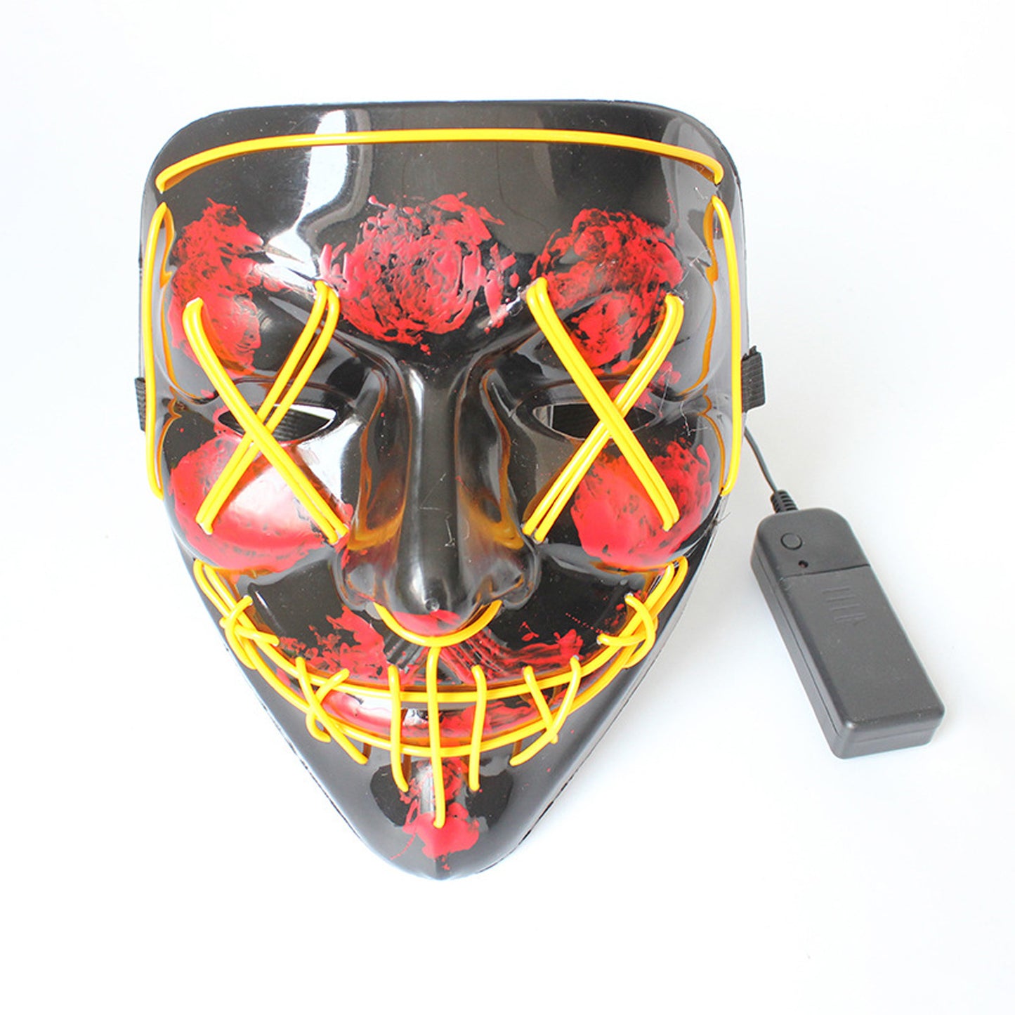 LED Glowing Four Mode Black Plastic Red Paint Vendetta Halloween Mask - Quaworth