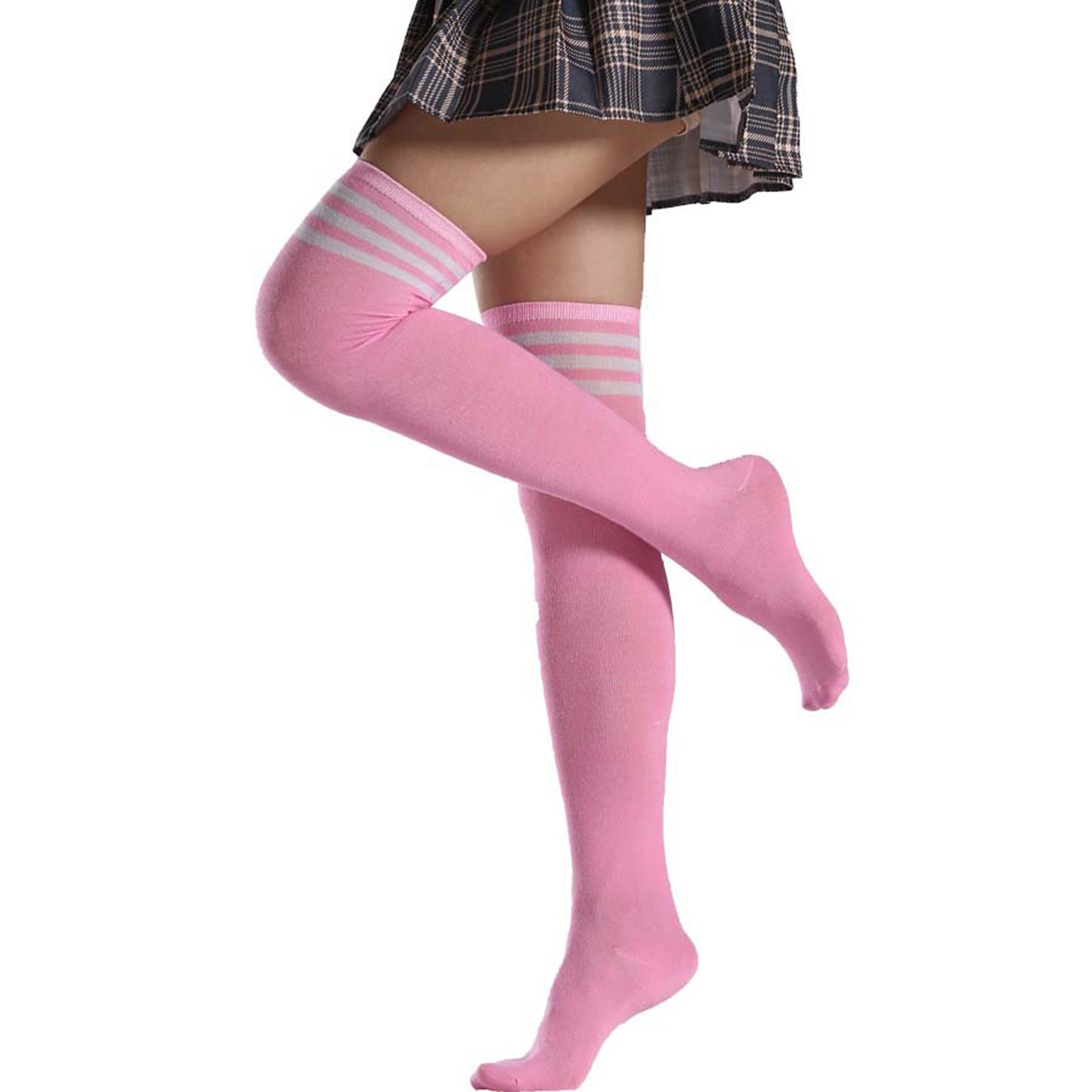 Three Bar Thigh High Socks - Quaworth