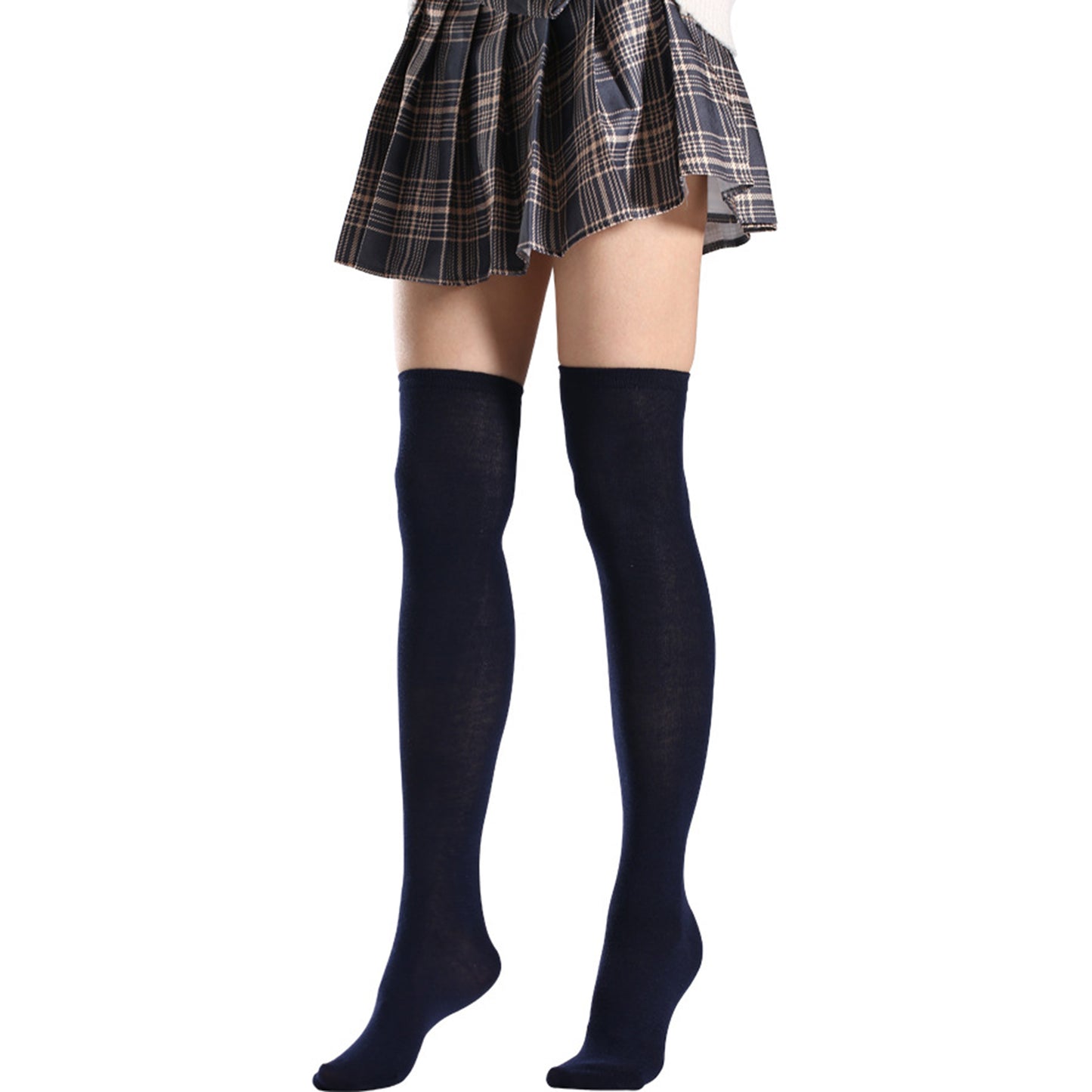 Three Bar Thigh High Socks - Quaworth