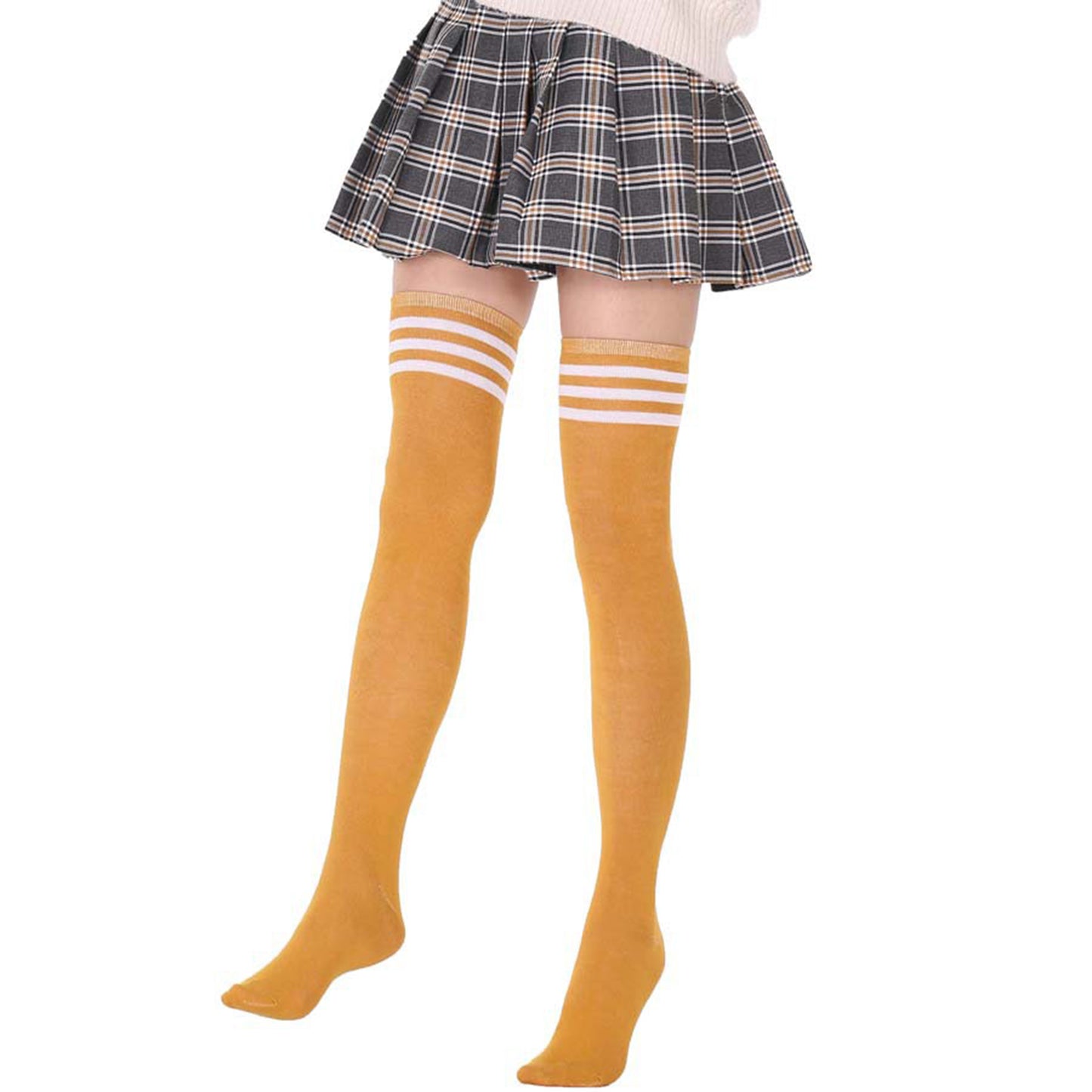 Three Bar Thigh High Socks - Quaworth