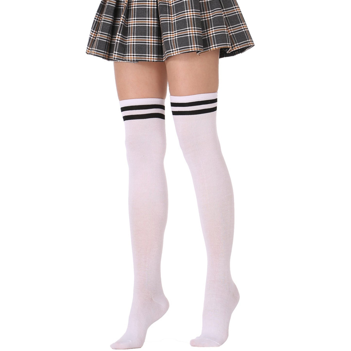 Solid Color Thigh High Socks - Quaworth