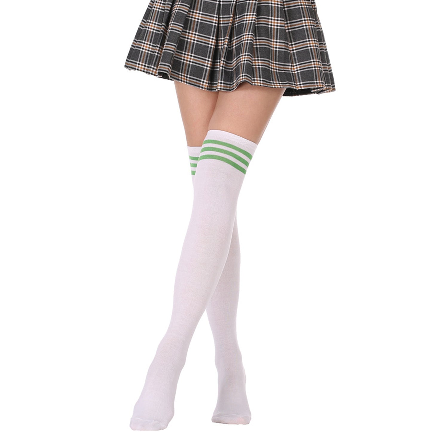 Three Bar Thigh High Socks - Quaworth