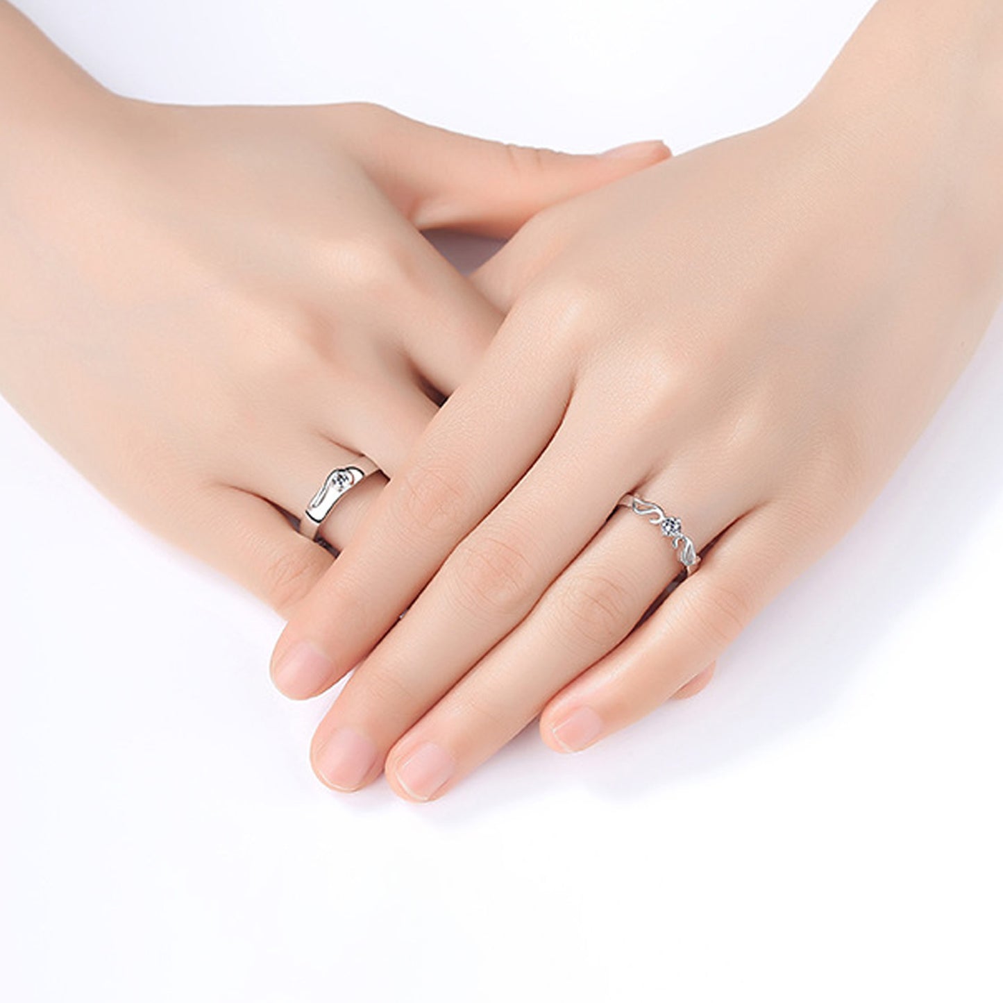 White Rhodium Plated Zircon Adjustable Ring - Quaworth
