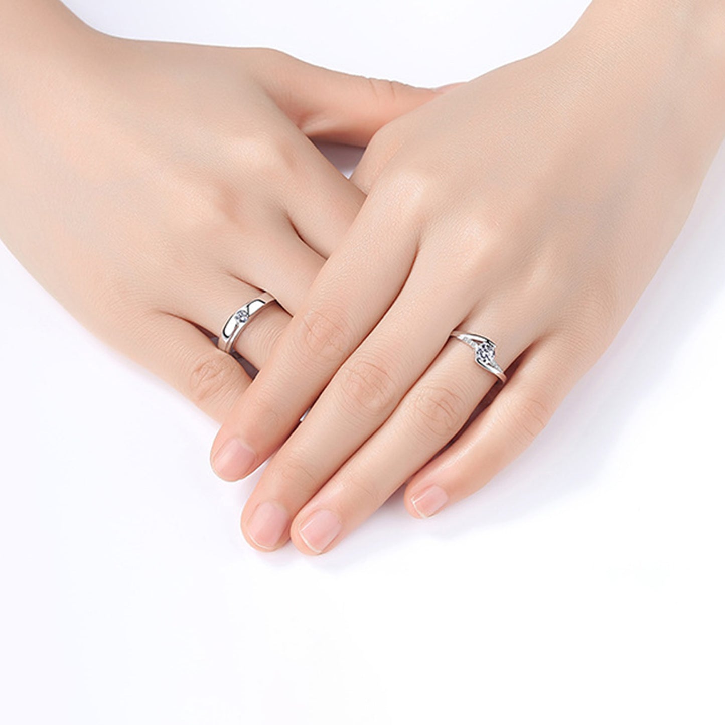 White Rhodium Plated Zircon Adjustable Ring - Quaworth