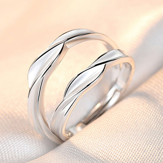 White Rhodium Plated Zircon Adjustable Ring - Quaworth