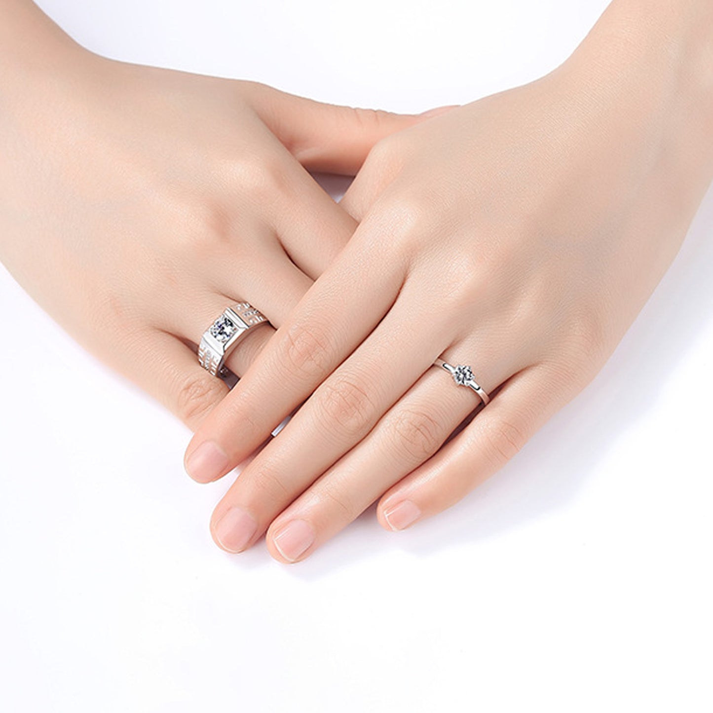 White Rhodium Plated Zircon Adjustable Ring - Quaworth