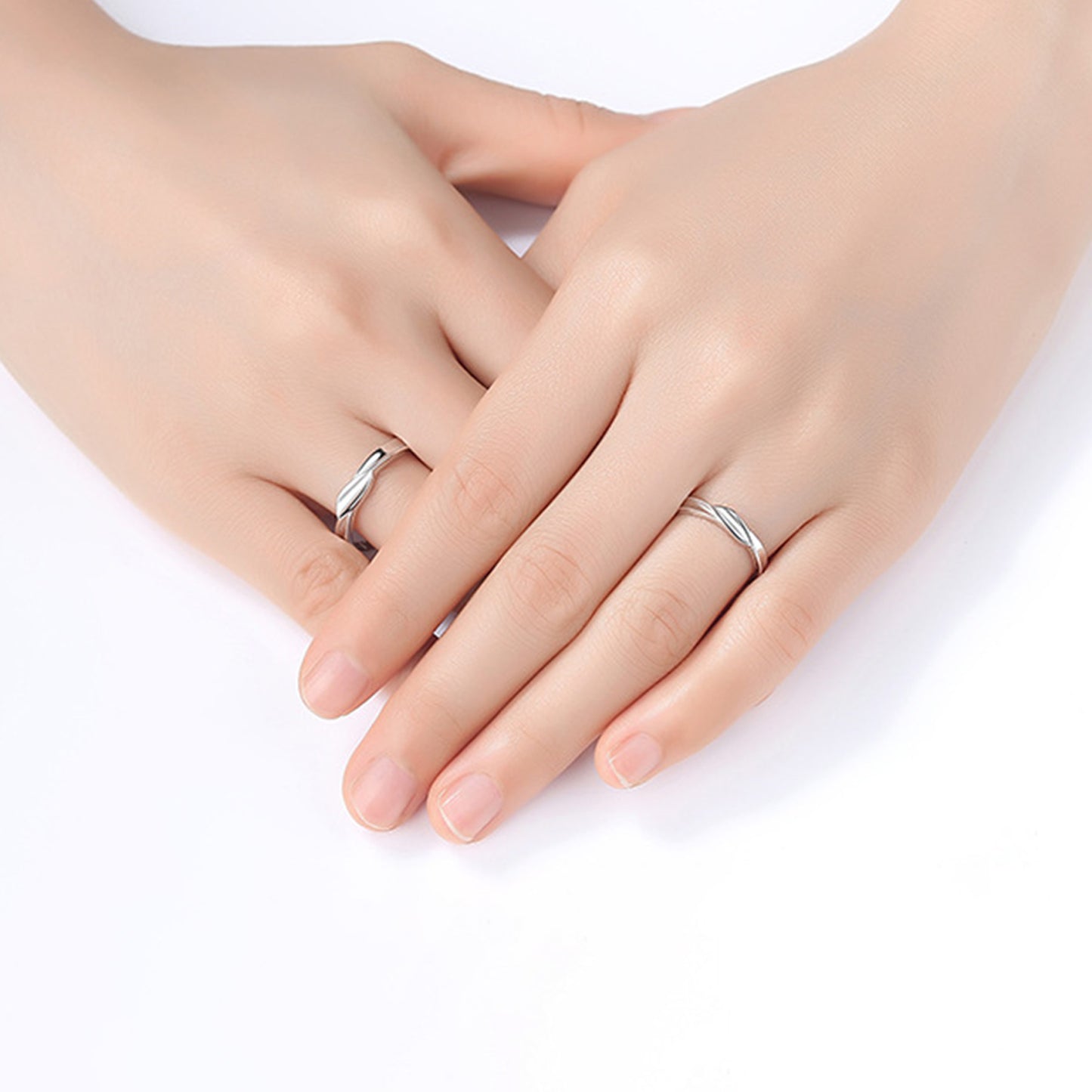 White Rhodium Plated Zircon Adjustable Ring - Quaworth