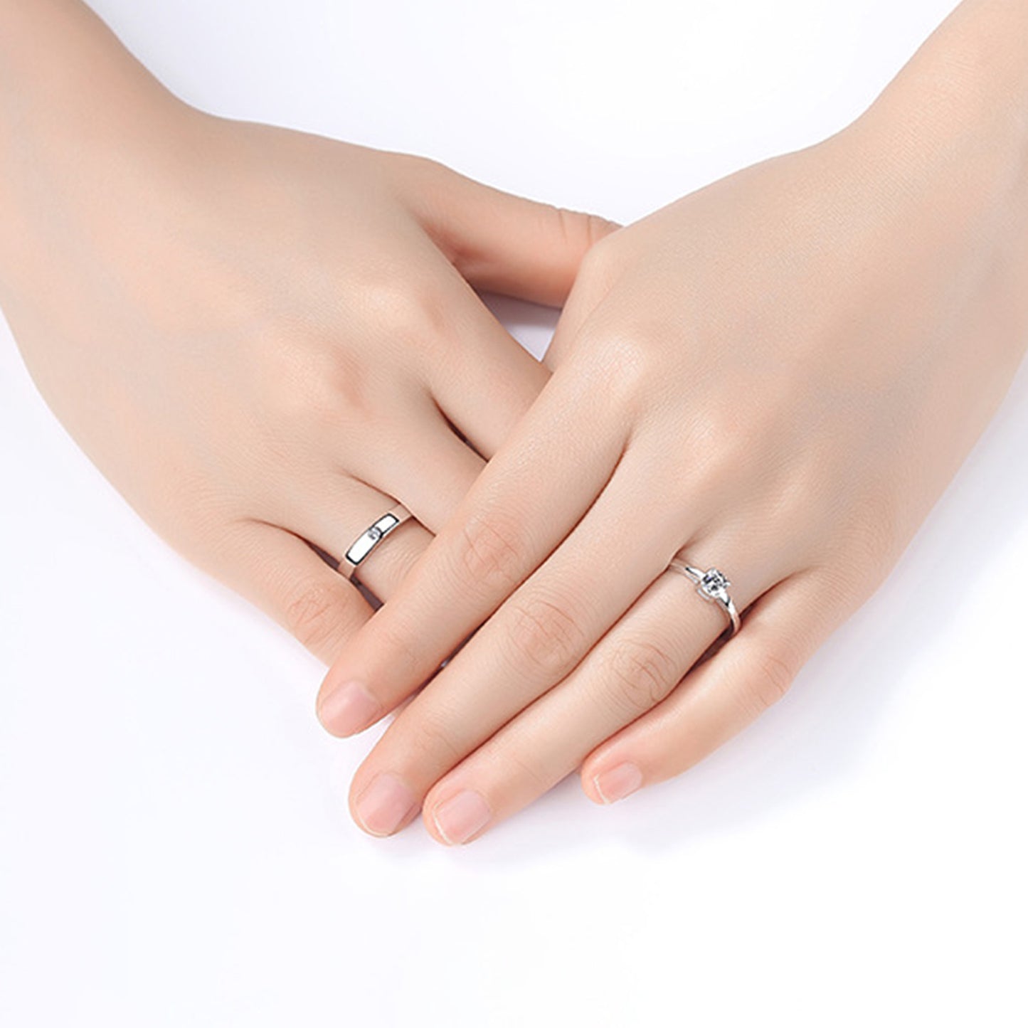 White Rhodium Plated Zircon Adjustable Ring - Quaworth