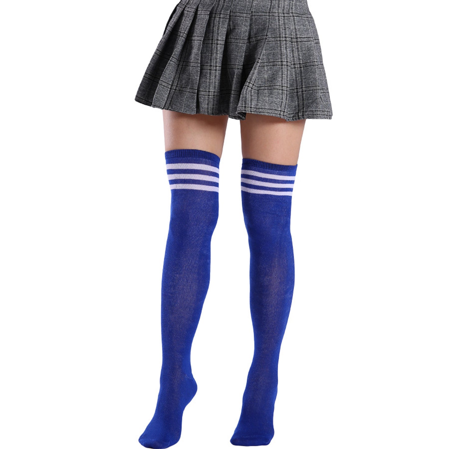Three Bar Thigh High Socks - Quaworth