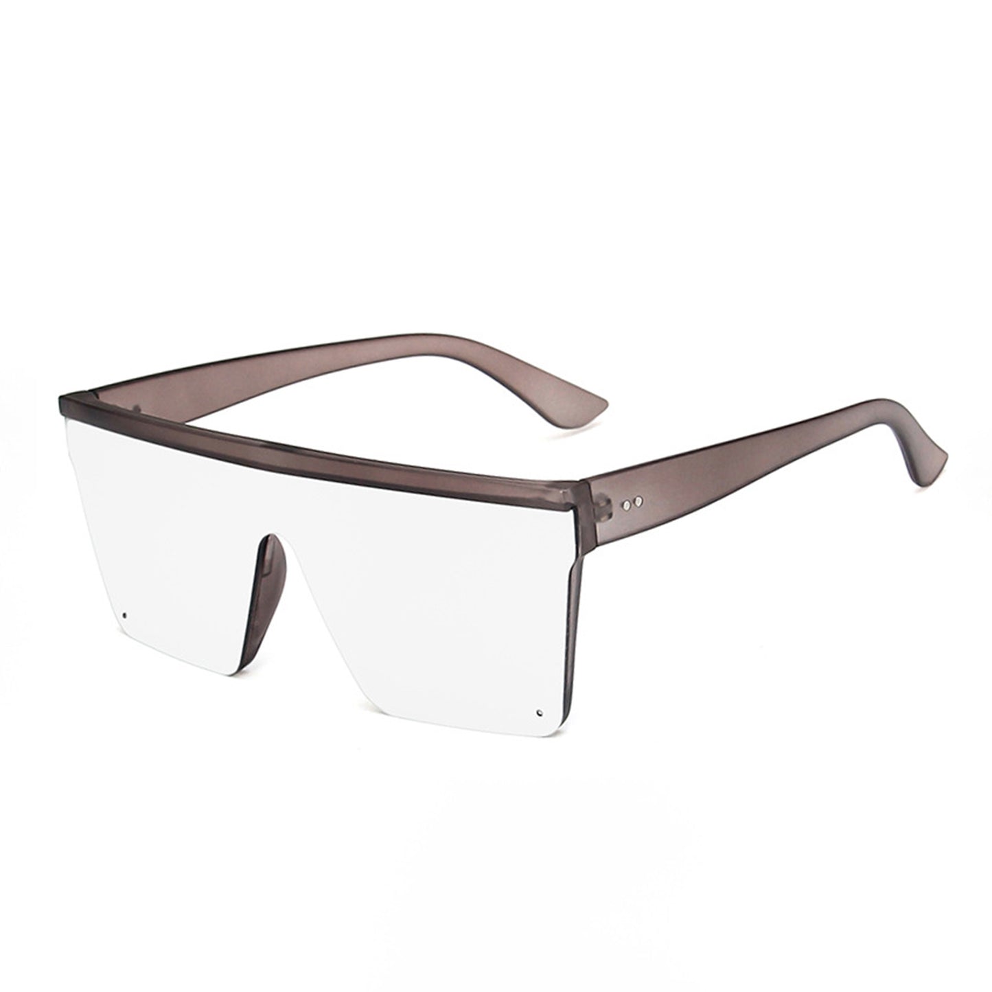 Large Square Flat Top Frame One Piece Shield Mirror Lens Sunglasses - Quaworth