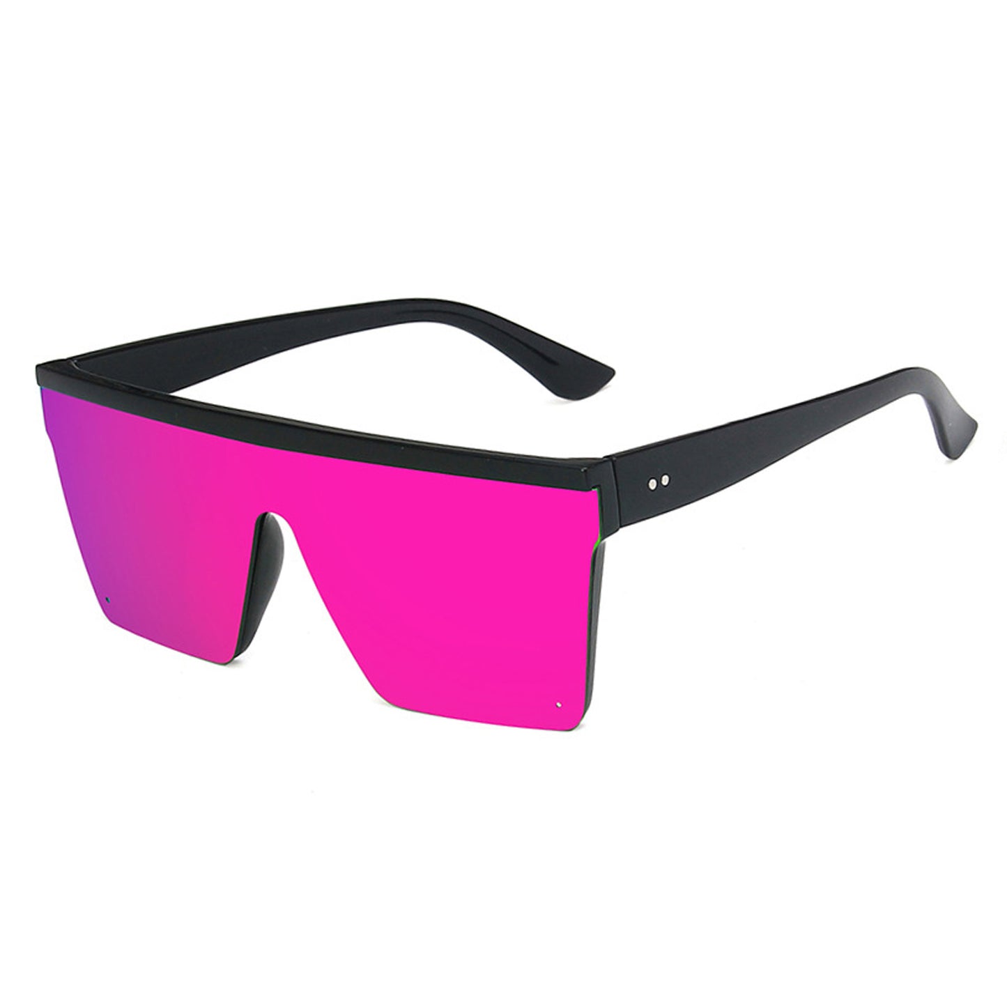 Large Square Flat Top Frame One Piece Shield Mirror Lens Sunglasses - Quaworth