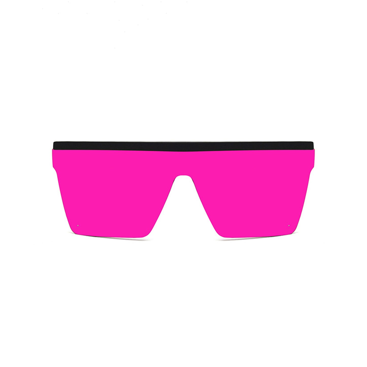 Large Square Flat Top Frame One Piece Shield Mirror Lens Sunglasses - Quaworth