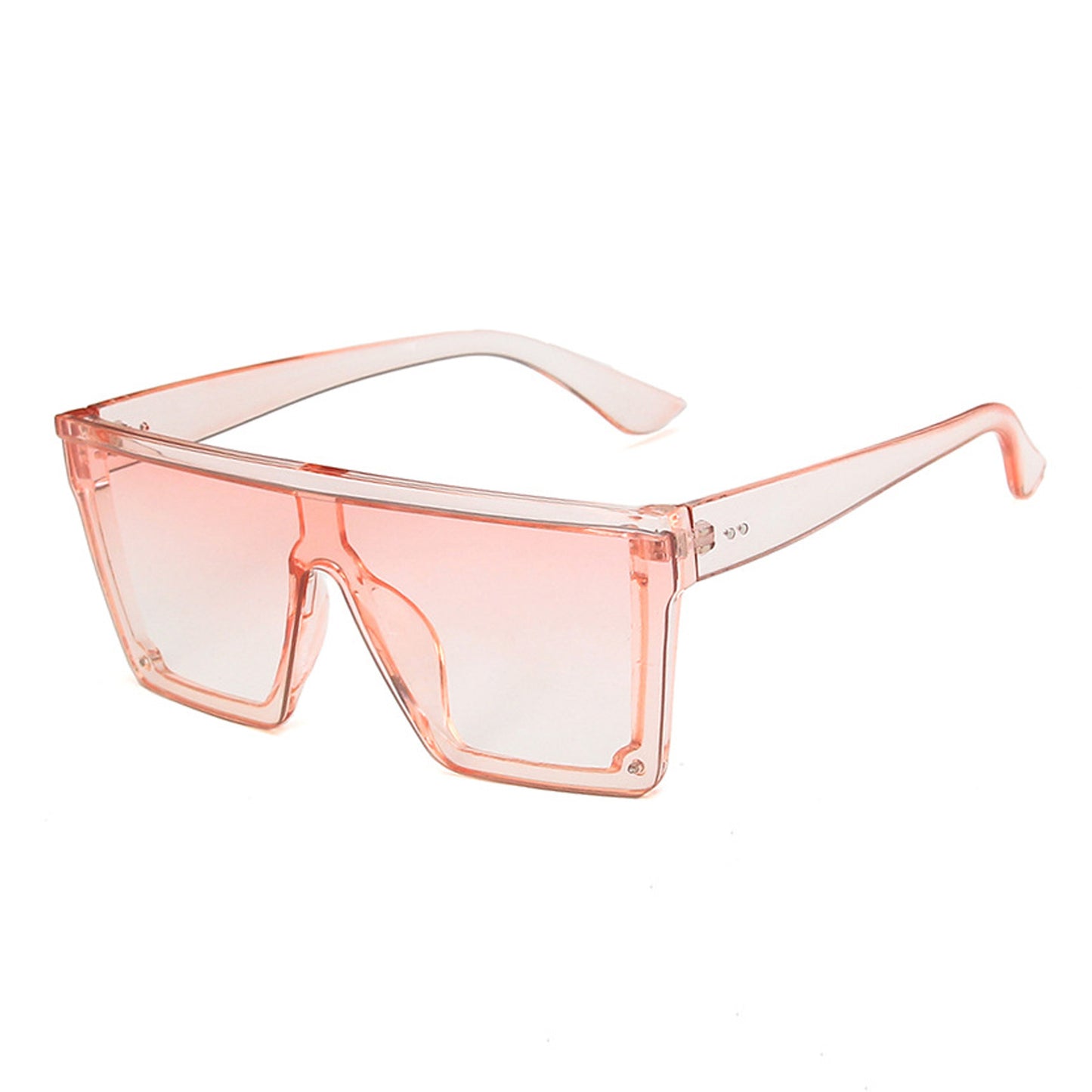 Large Square Flat Top Transparent Frame One Piece Shield Lens Sunglasses - Quaworth