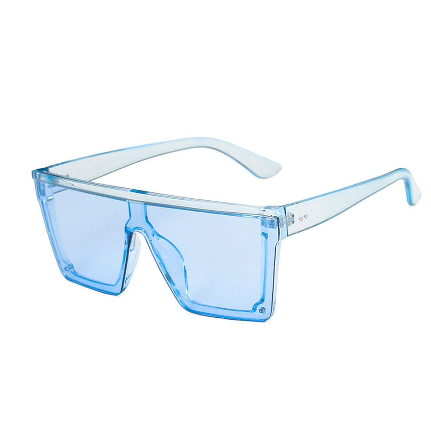 Large Square Flat Top Transparent Frame One Piece Shield Lens Sunglasses - Quaworth