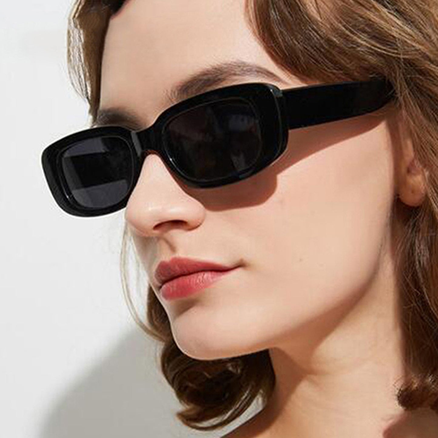 Square Cat Eye Small Thick Frame Resin Sunglasses - Quaworth
