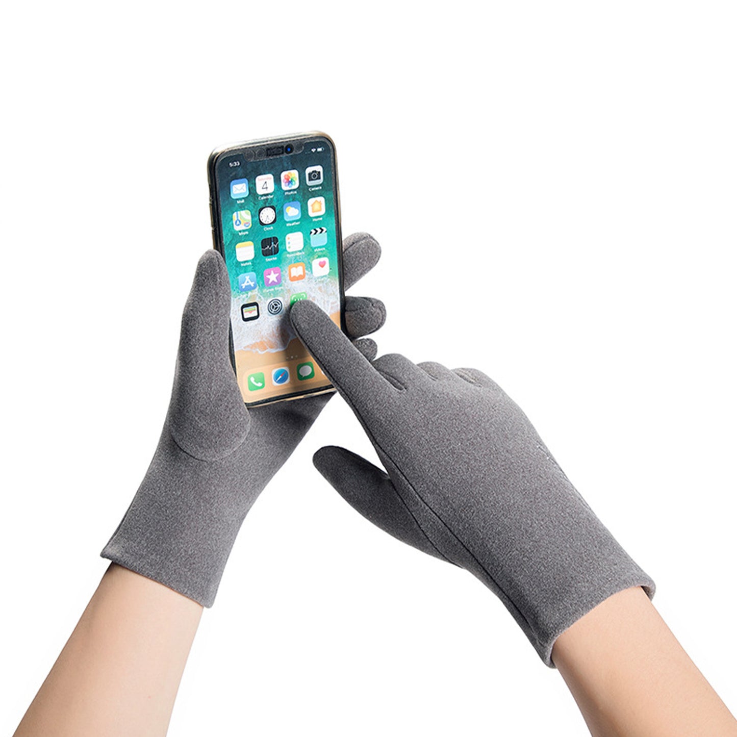 Solid Color Thermal Dralon Velvet Touch Screen Wrist Gloves - Quaworth