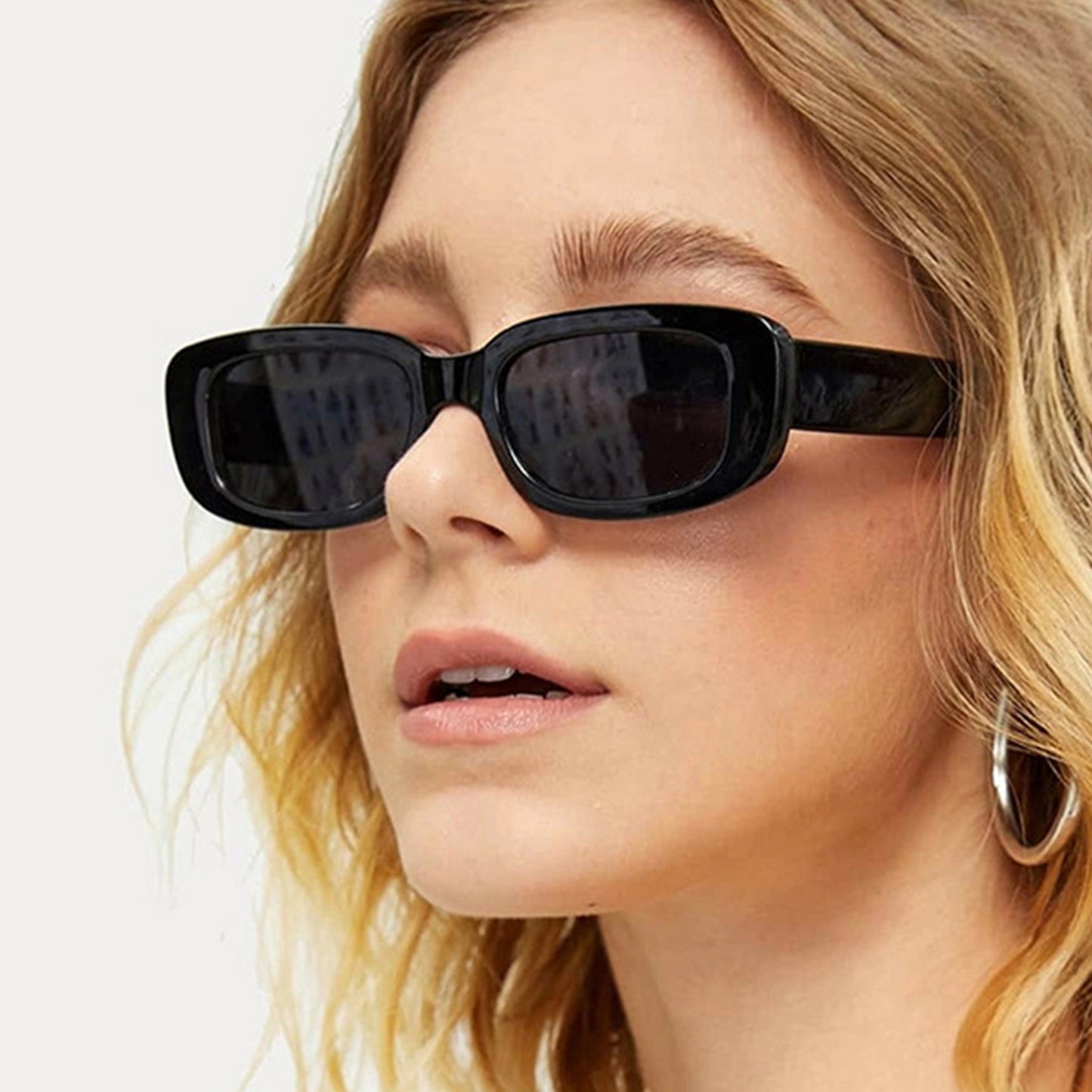 Square Cat Eye Small Thick Frame Resin Sunglasses - Quaworth