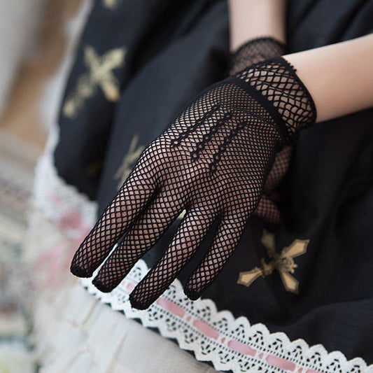 Fishnet Mesh Wrist Gloves - Quaworth