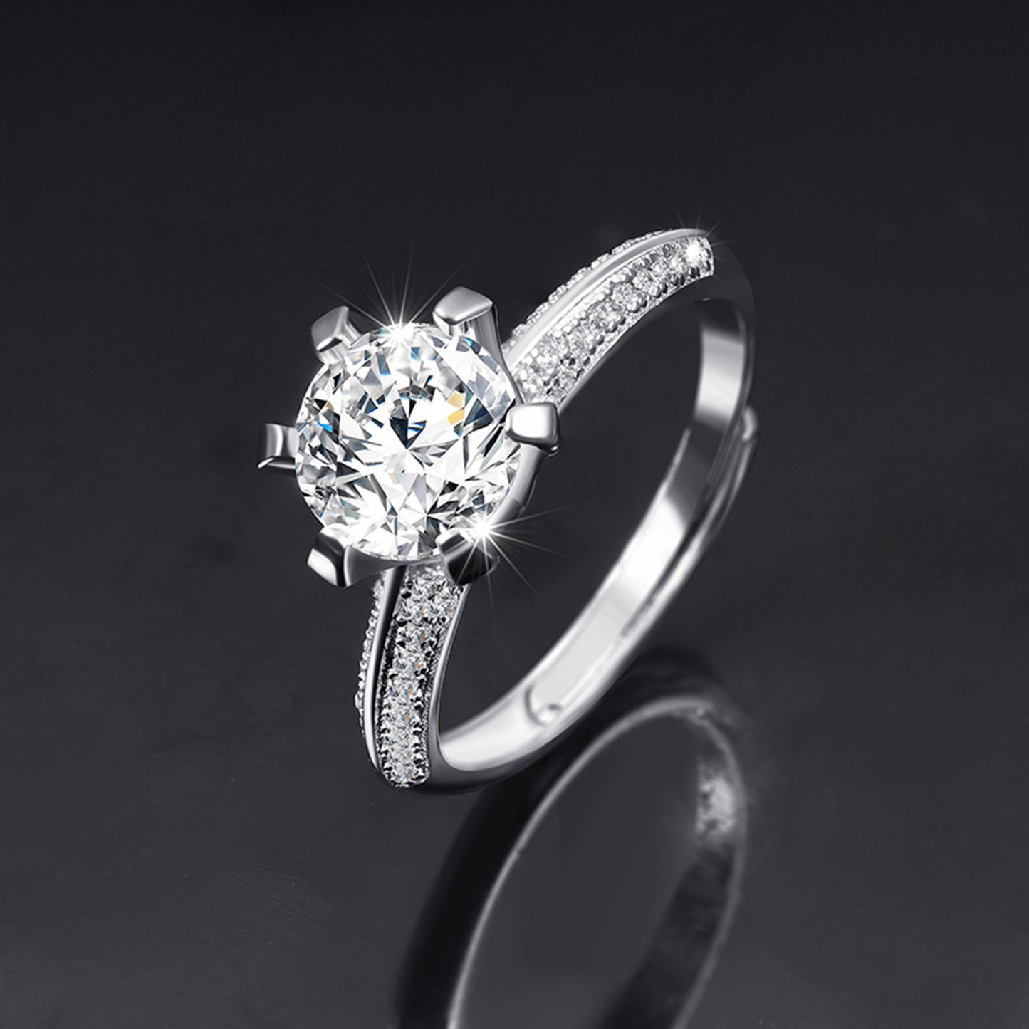 Moissanite Adjustable Open Band Ring - Quaworth