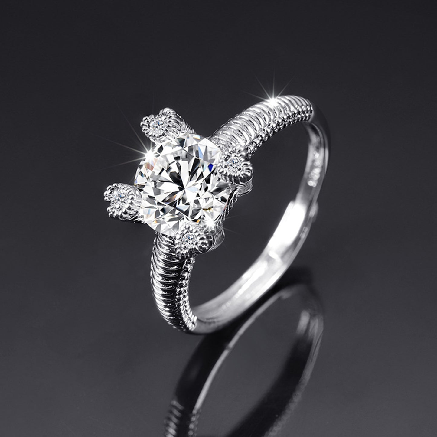 Moissanite Adjustable Open Band Ring - Quaworth