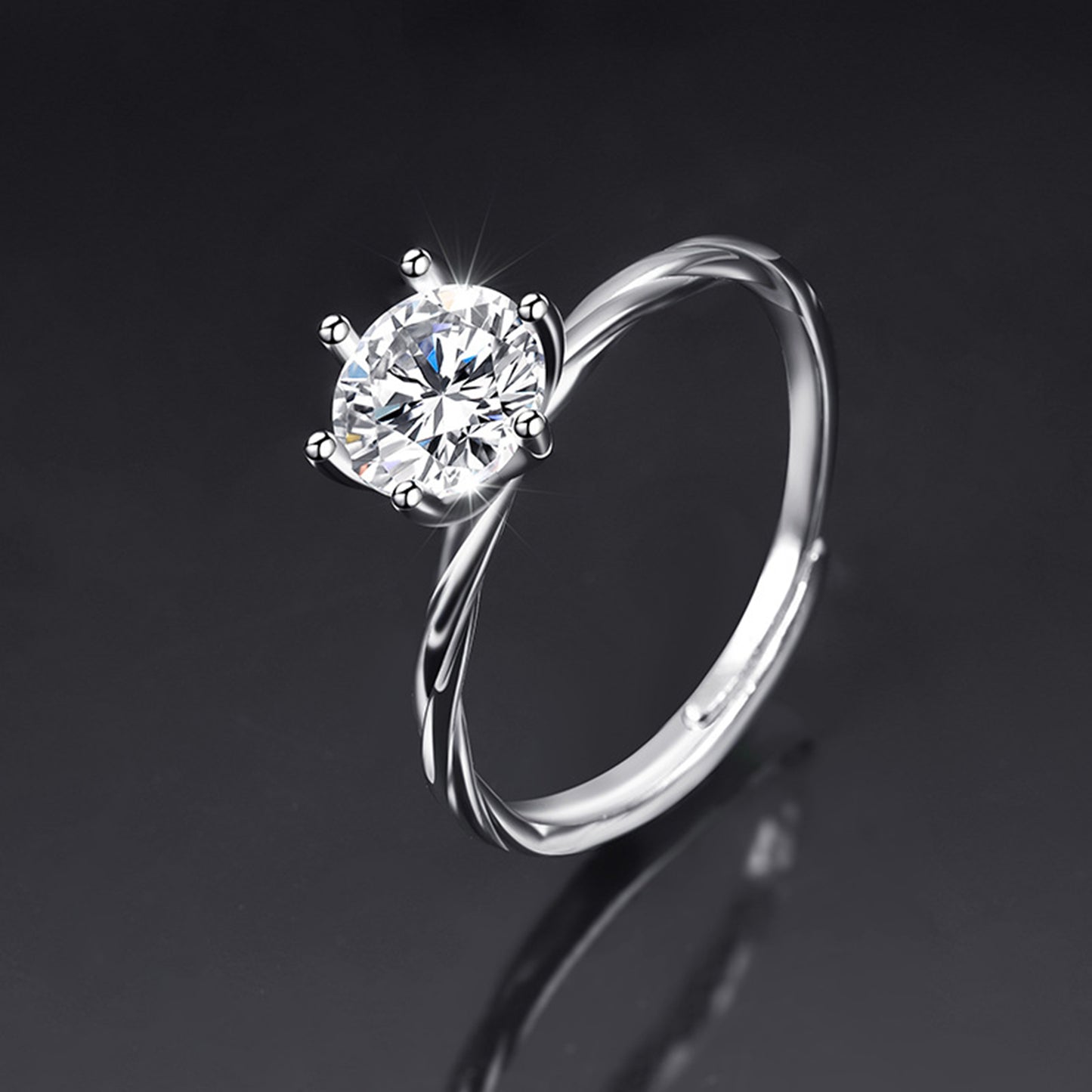 Moissanite Adjustable Open Band Ring - Quaworth