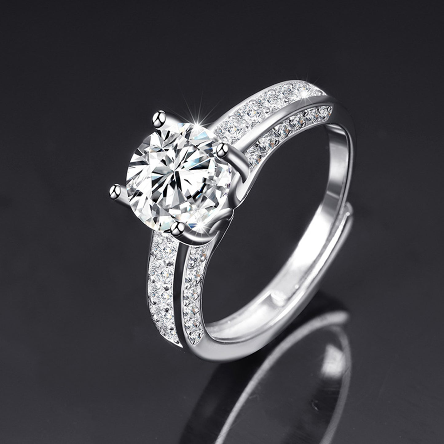 Moissanite Adjustable Open Band Ring - Quaworth