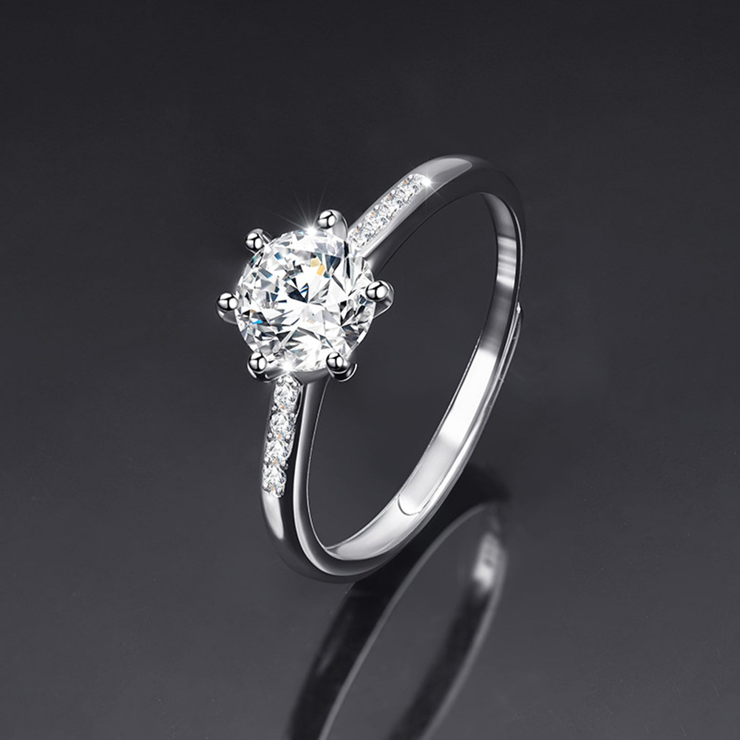 Moissanite Adjustable Open Band Ring - Quaworth