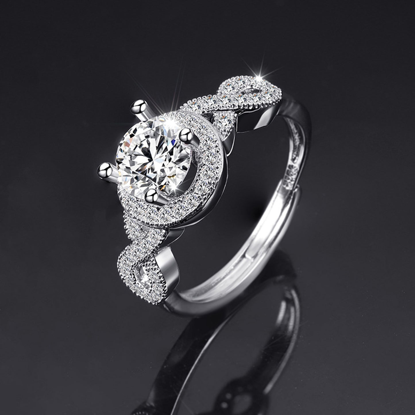 Moissanite Adjustable Open Band Ring - Quaworth