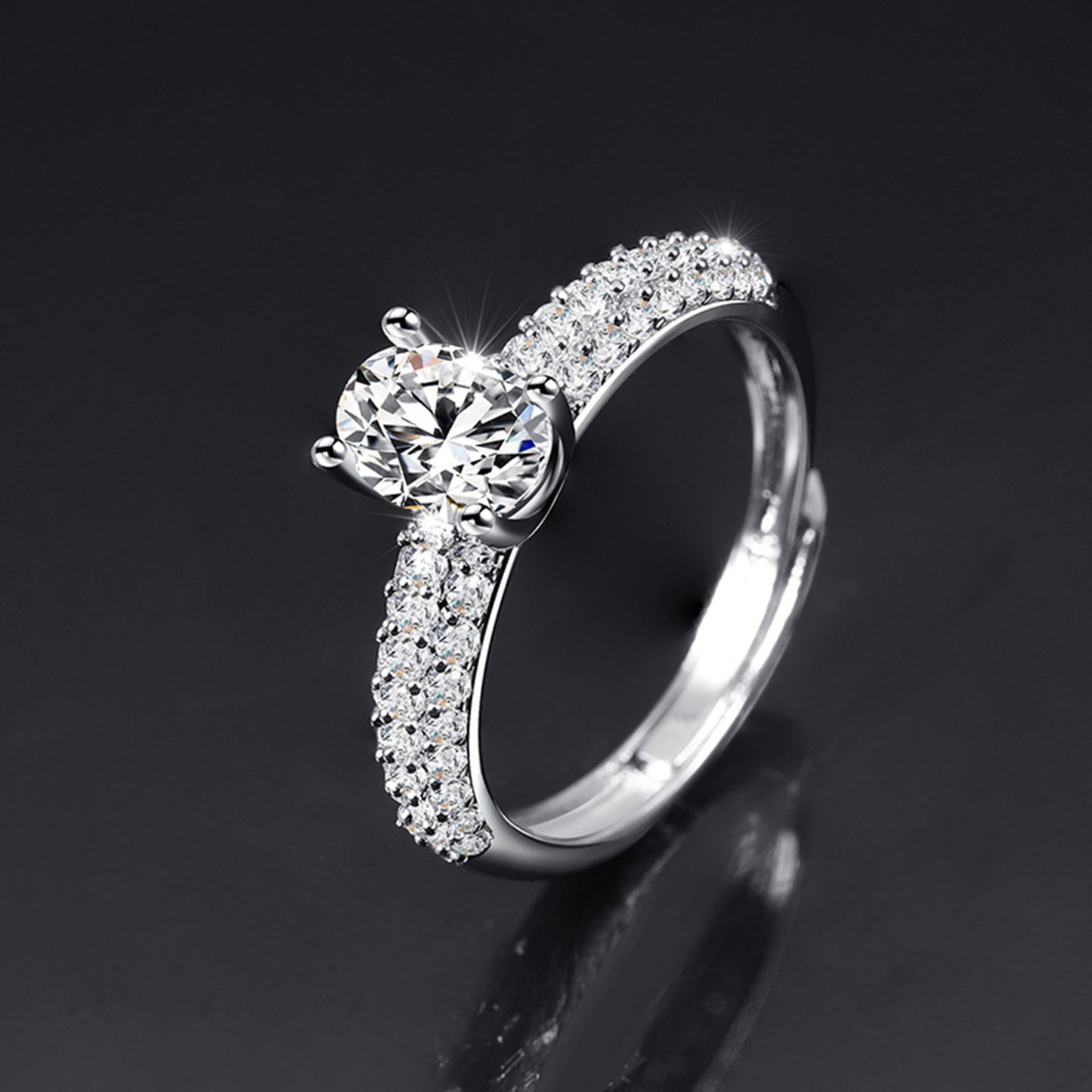 Moissanite Adjustable Open Band Ring - Quaworth