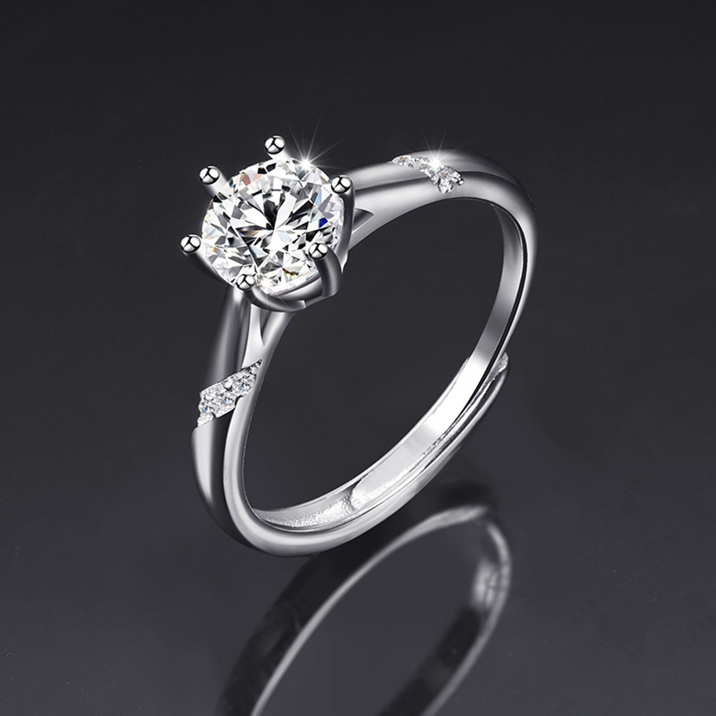 Moissanite Adjustable Open Band Ring - Quaworth