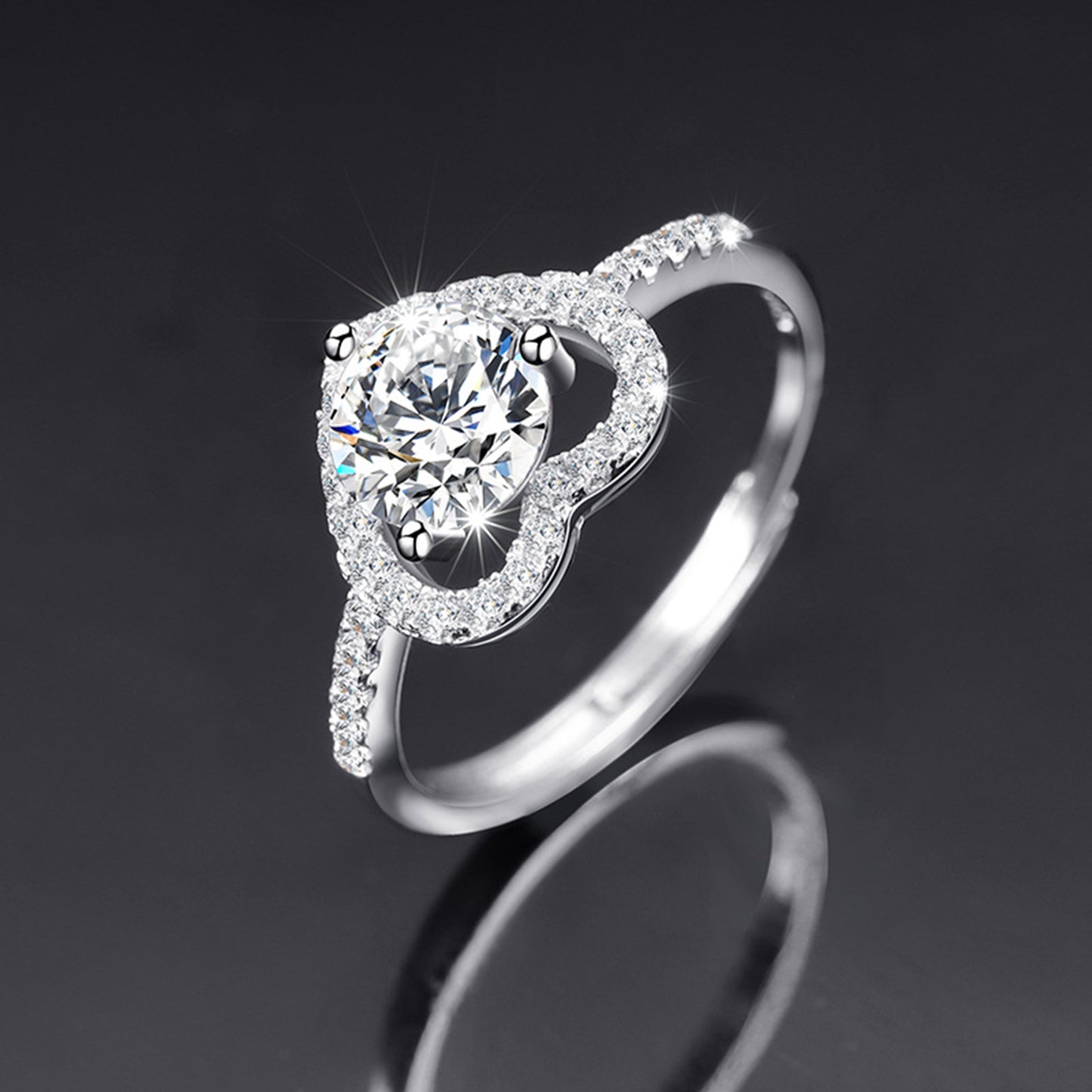 Moissanite Adjustable Open Band Ring - Quaworth