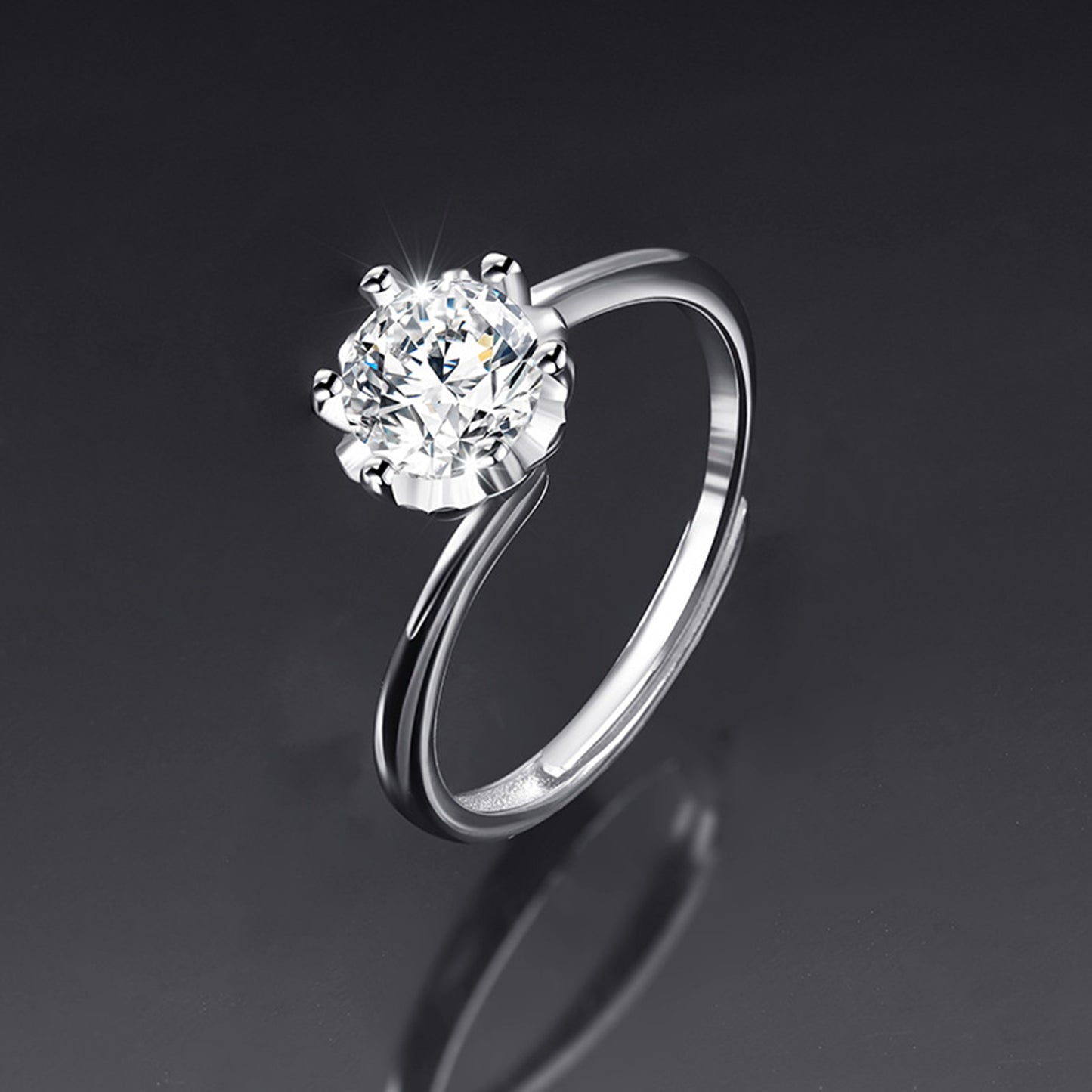 Moissanite Adjustable Open Band Ring - Quaworth