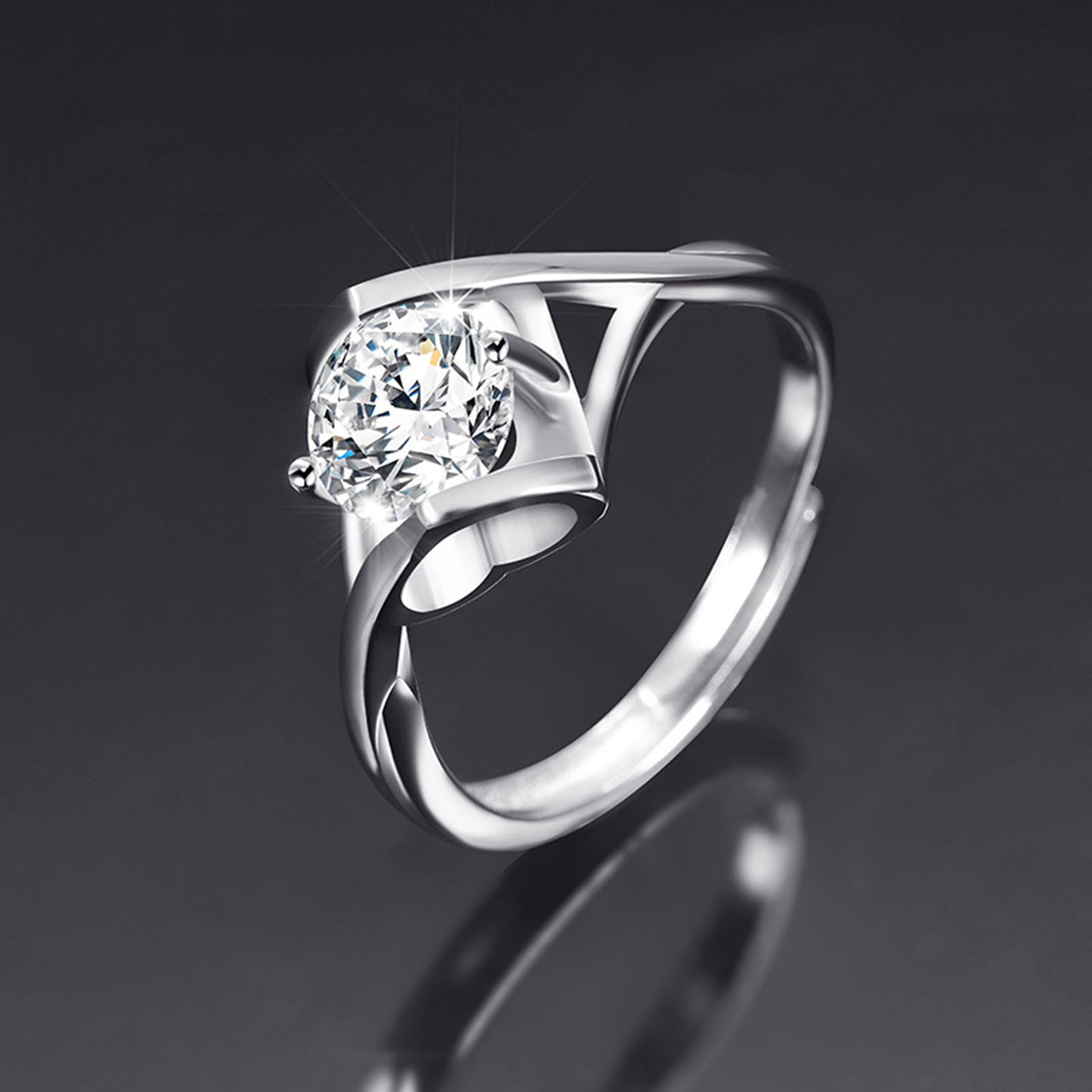 Moissanite Adjustable Open Band Ring - Quaworth