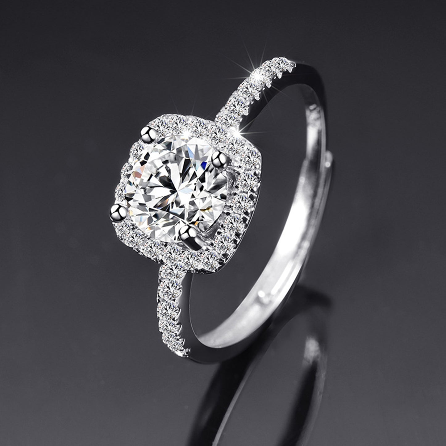 Moissanite Adjustable Open Band Ring - Quaworth