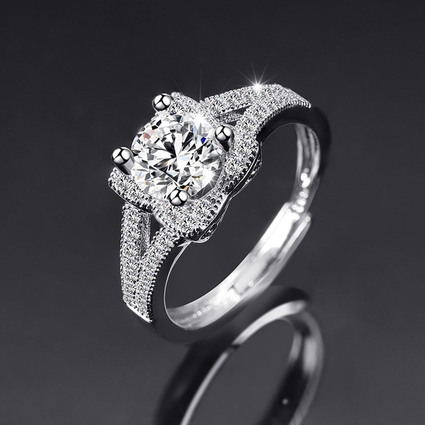 Moissanite Adjustable Open Band Ring - Quaworth