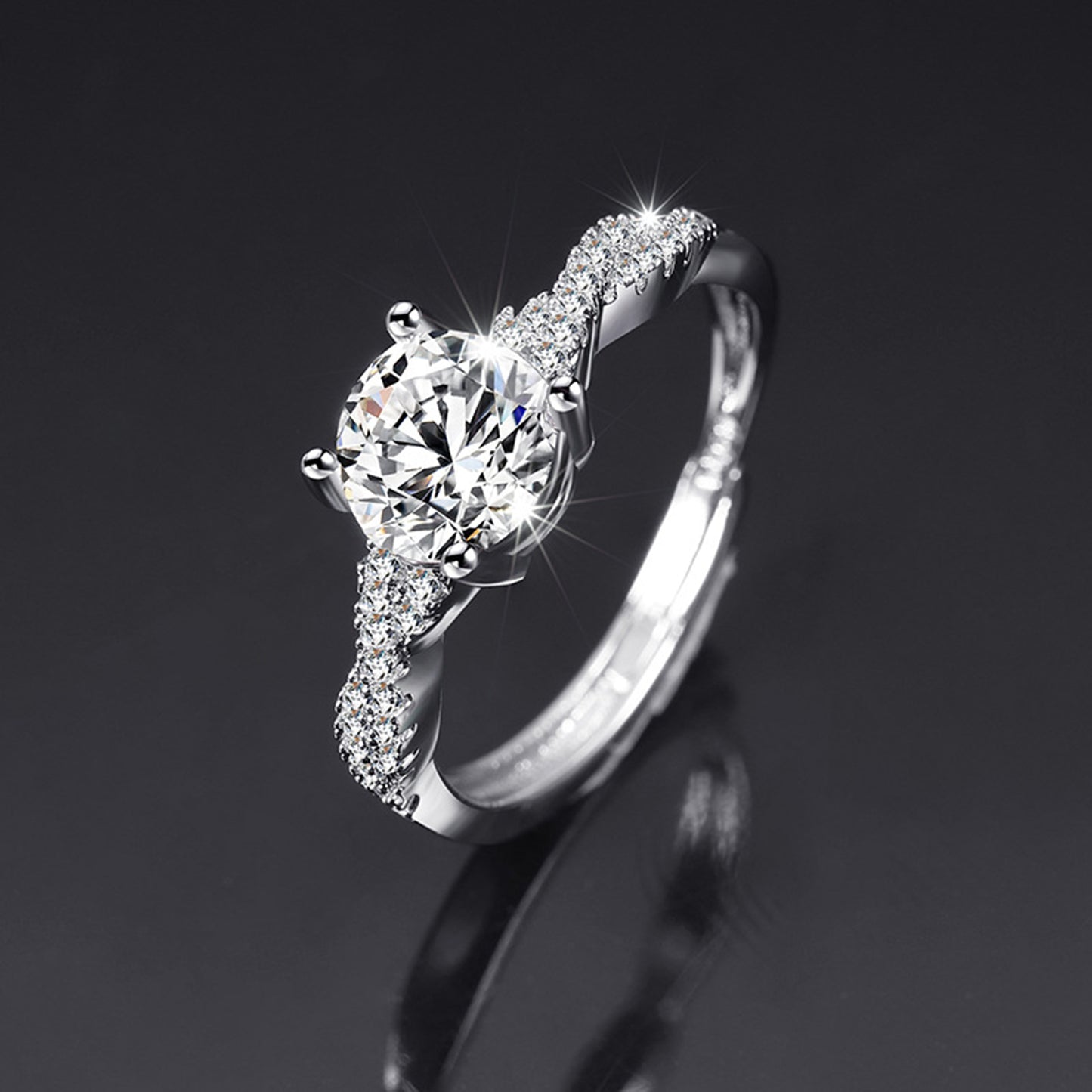 Moissanite Adjustable Open Band Ring - Quaworth