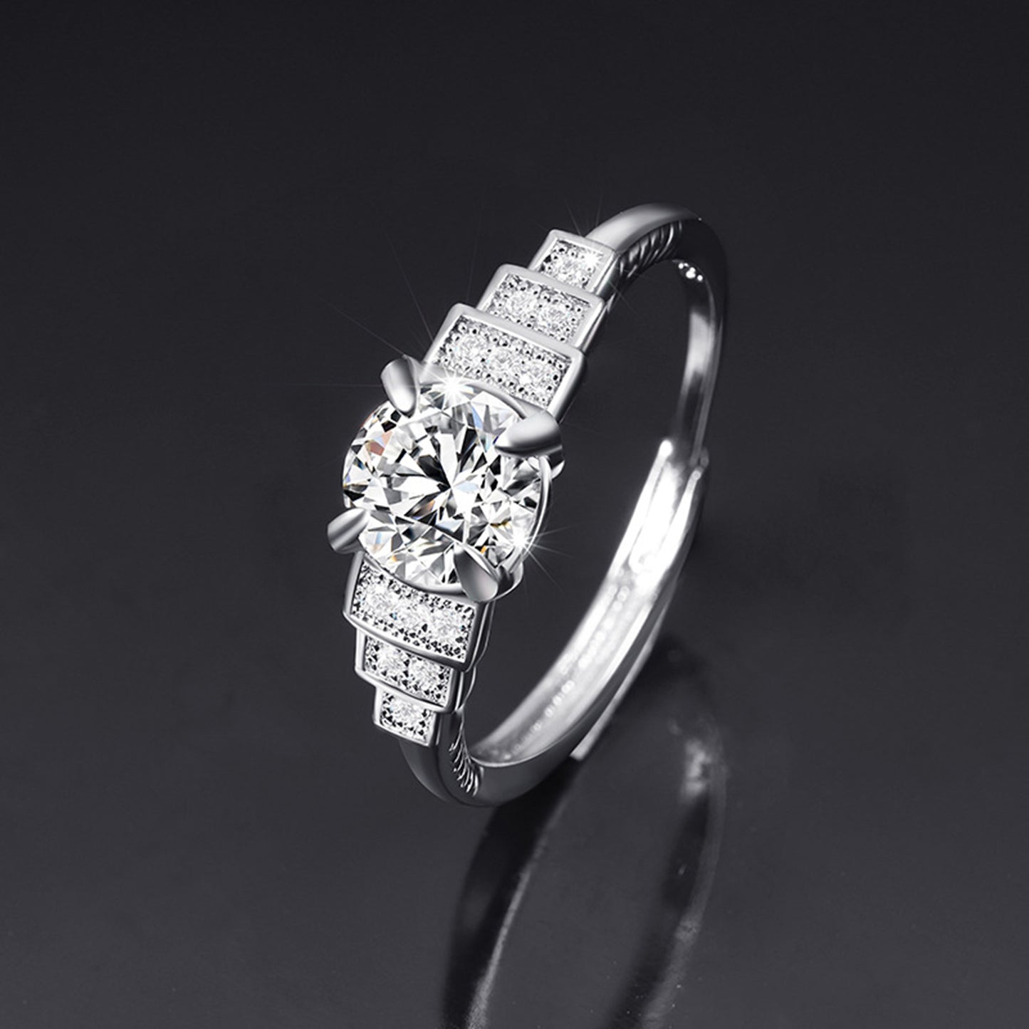 Moissanite Adjustable Open Band Ring - Quaworth
