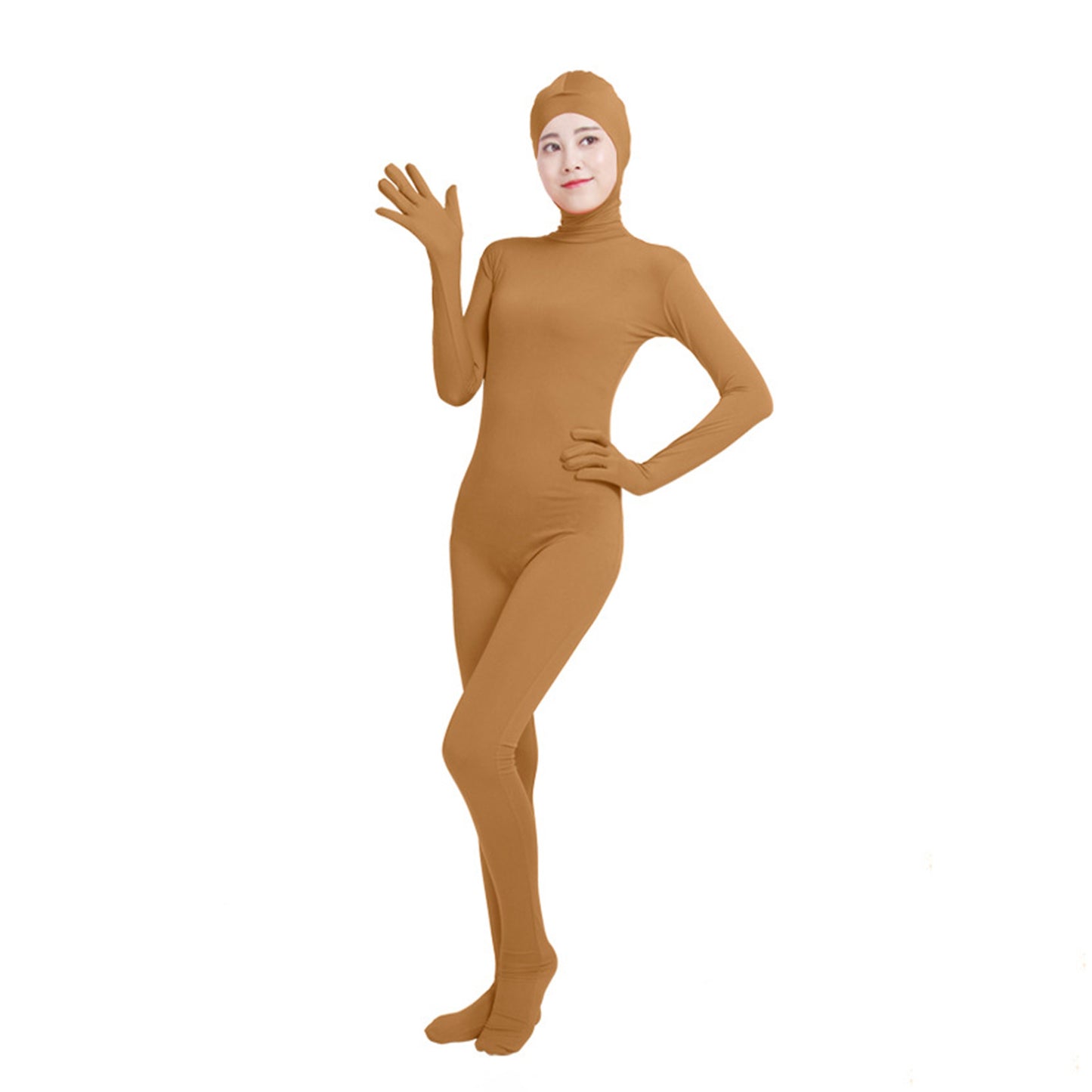 Solid Color Open Face Hood Lycra Gloved Zentai Bodysuit (Pack of 2) - Quaworth